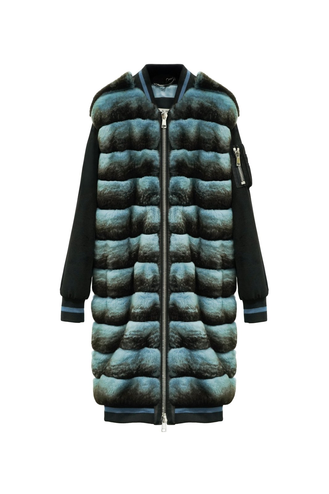Azure Strata Rex Fur Coat - ADAMO