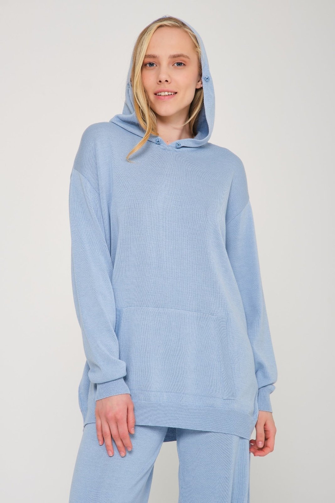 Baby Blue Chinchilla Fur Lined Hoodie & Pants Set - ADAMO