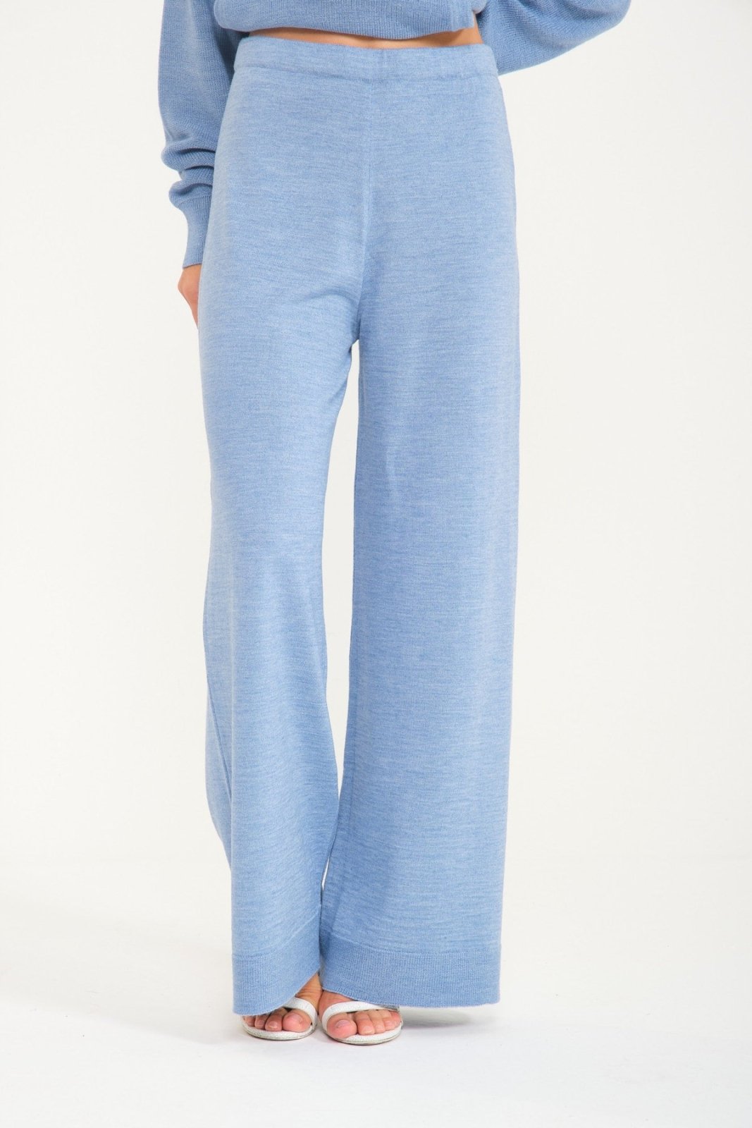 Baby Blue Chinchilla Fur Lined Wool Hoodie & Pants Set - ADAMO