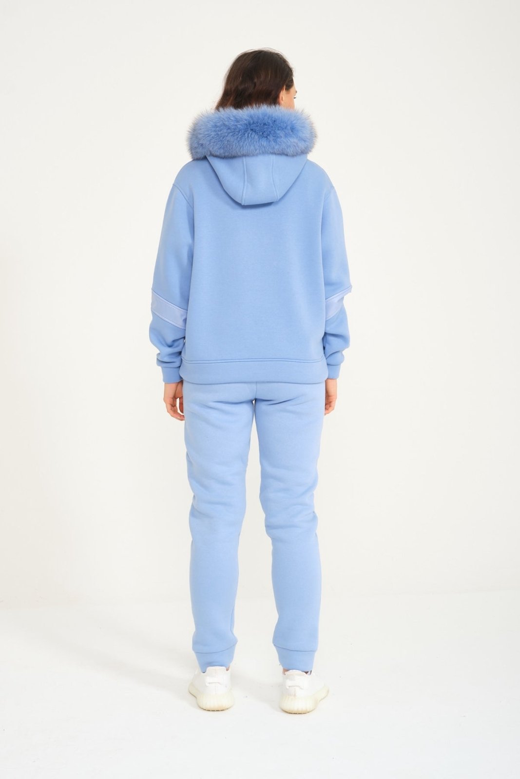 Baby Blue Fox Fur Hoodie & Jogger Set - ADAMO