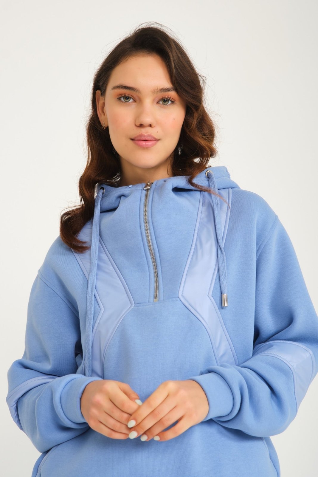 Baby Blue Fox Fur Hoodie & Jogger Set - ADAMO