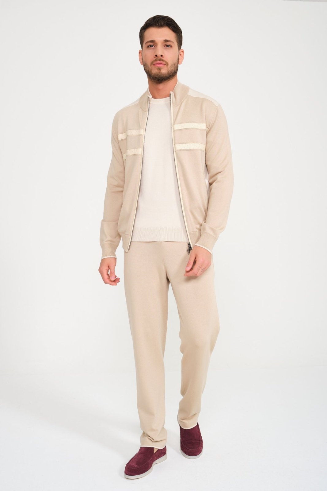 Beige Cashmere Suit & Pants Set - ADAMO