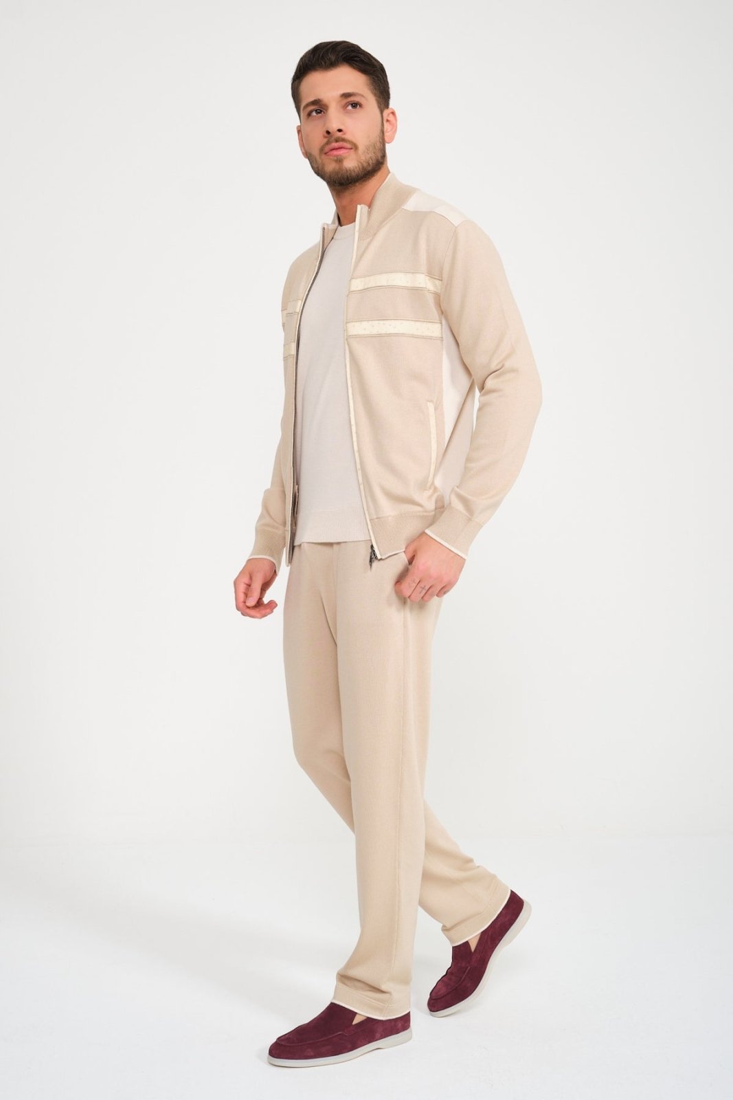 Beige Cashmere Suit & Pants Set - ADAMO