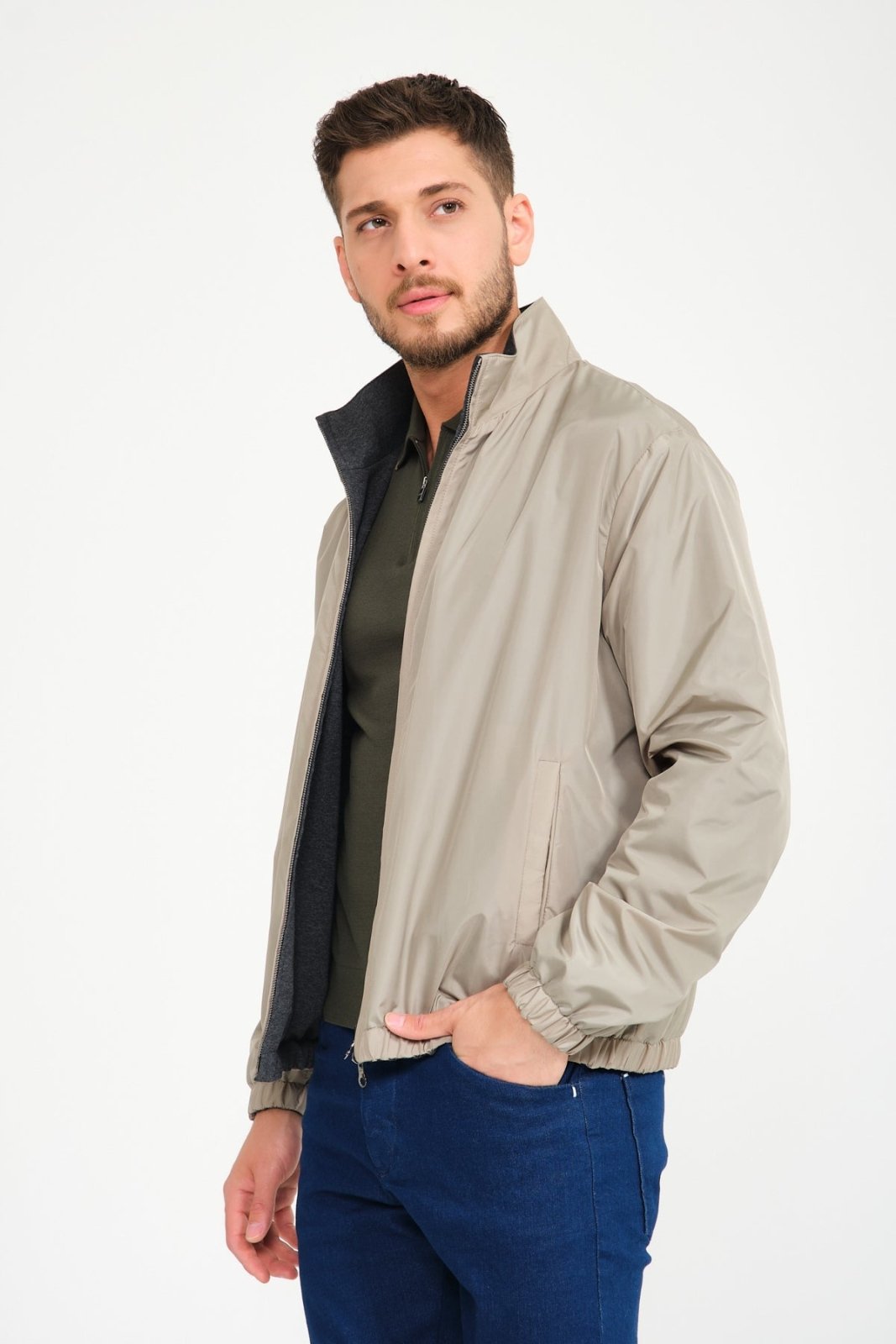 Beige Doubleface Waterproof Jacket - ADAMO