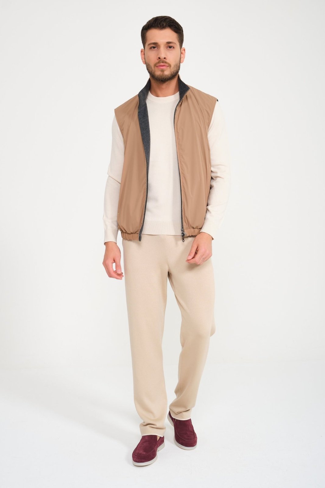 Beige / Grey Double Face Waterproof Vest - ADAMO