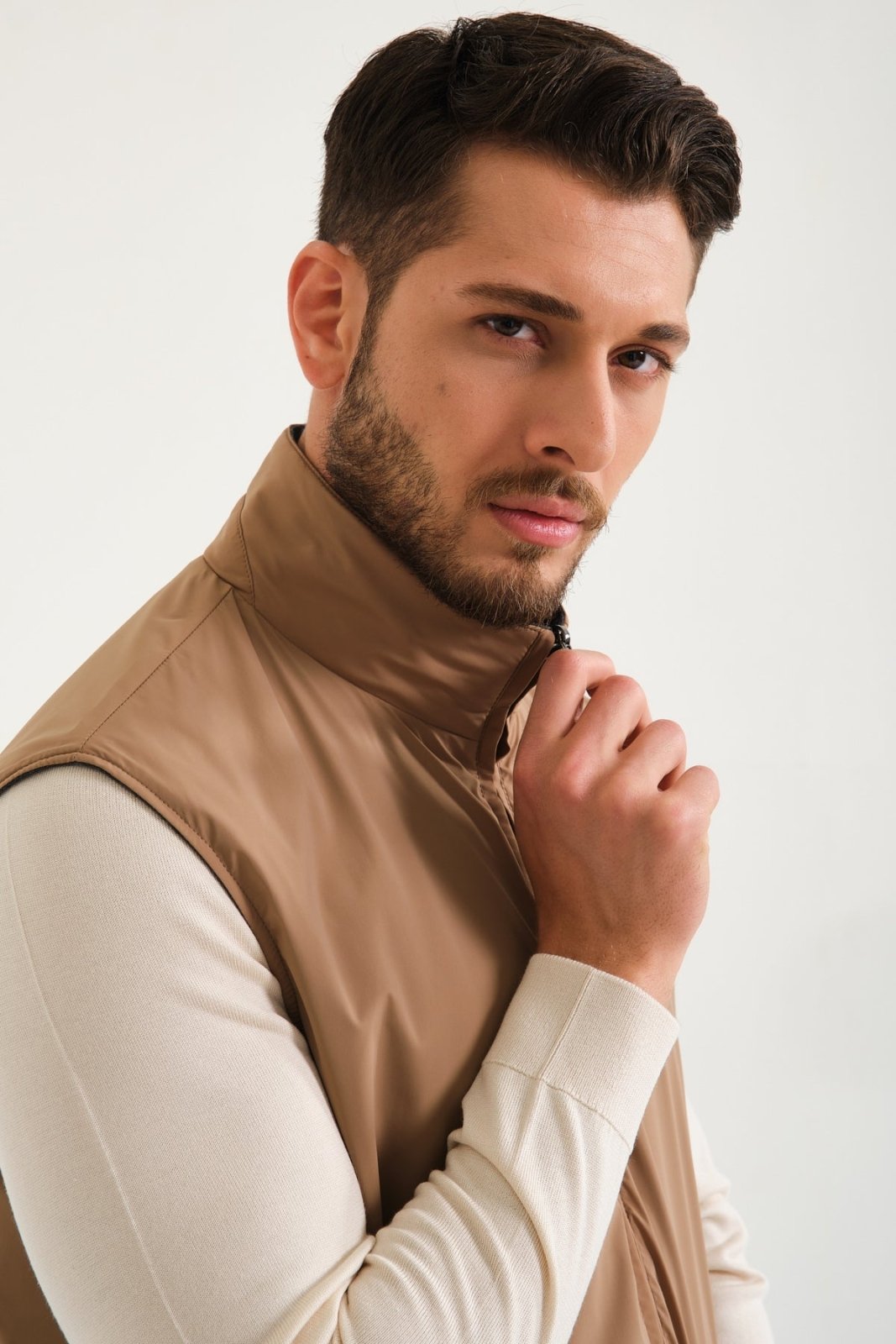 Beige / Grey Double Face Waterproof Vest - ADAMO