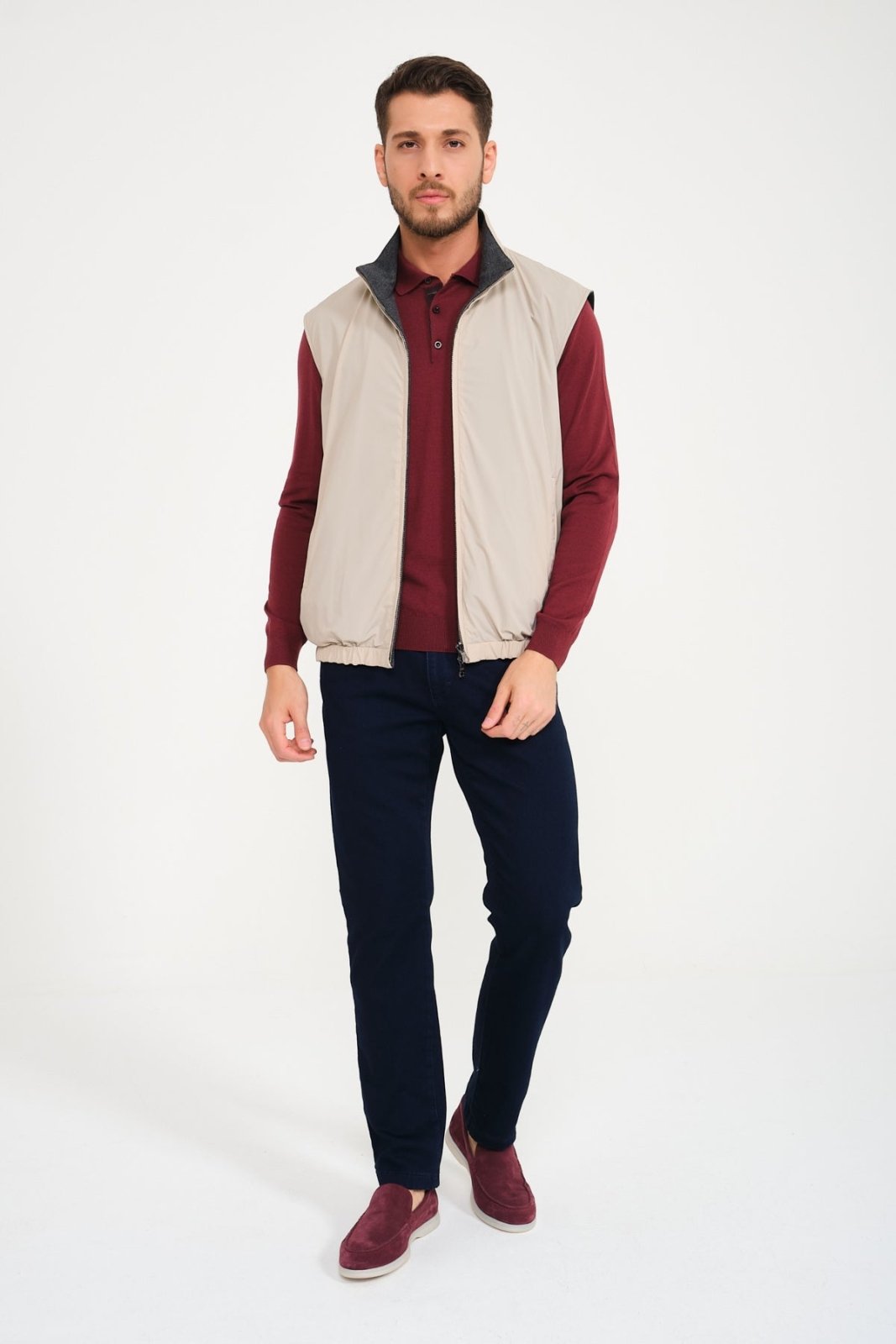 Beige / Grey Double Face Waterproof Vest - ADAMO