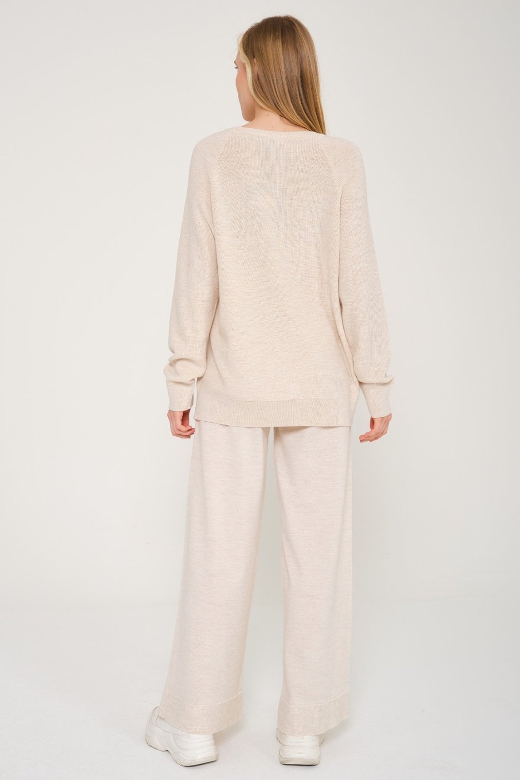 Beige Knit Sweater & Pants Set - ADAMO