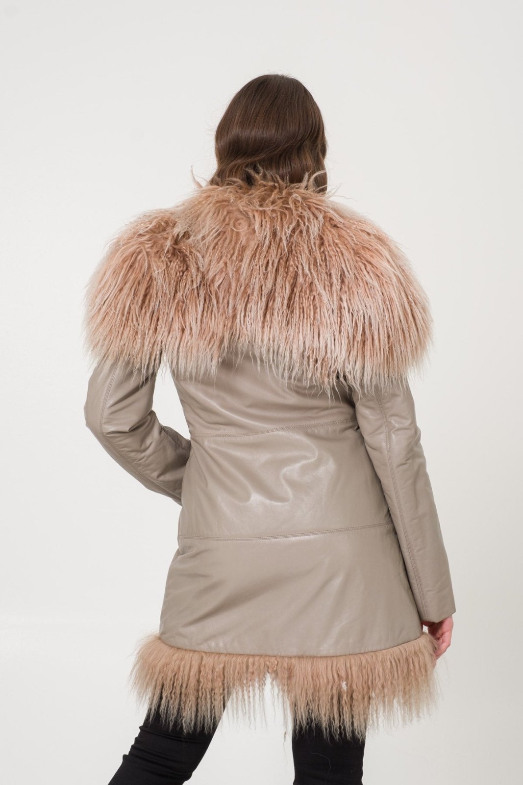 Beige Leather Coat - ADAMO