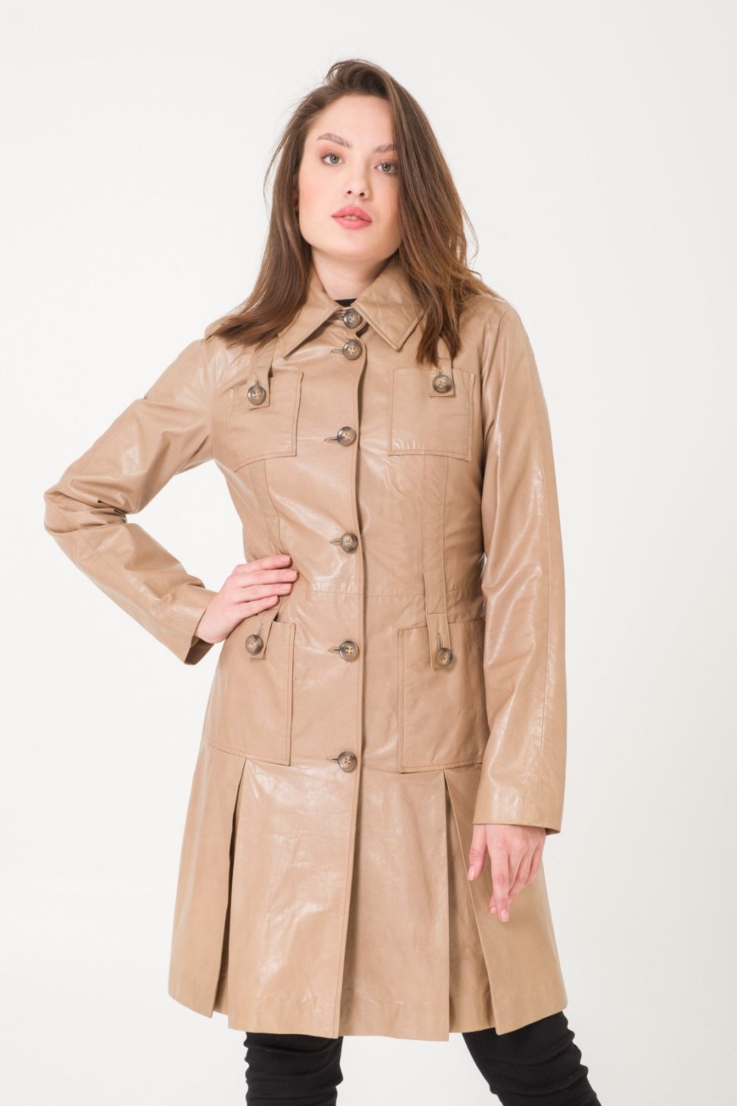 Beige Leather Jacket - ADAMO