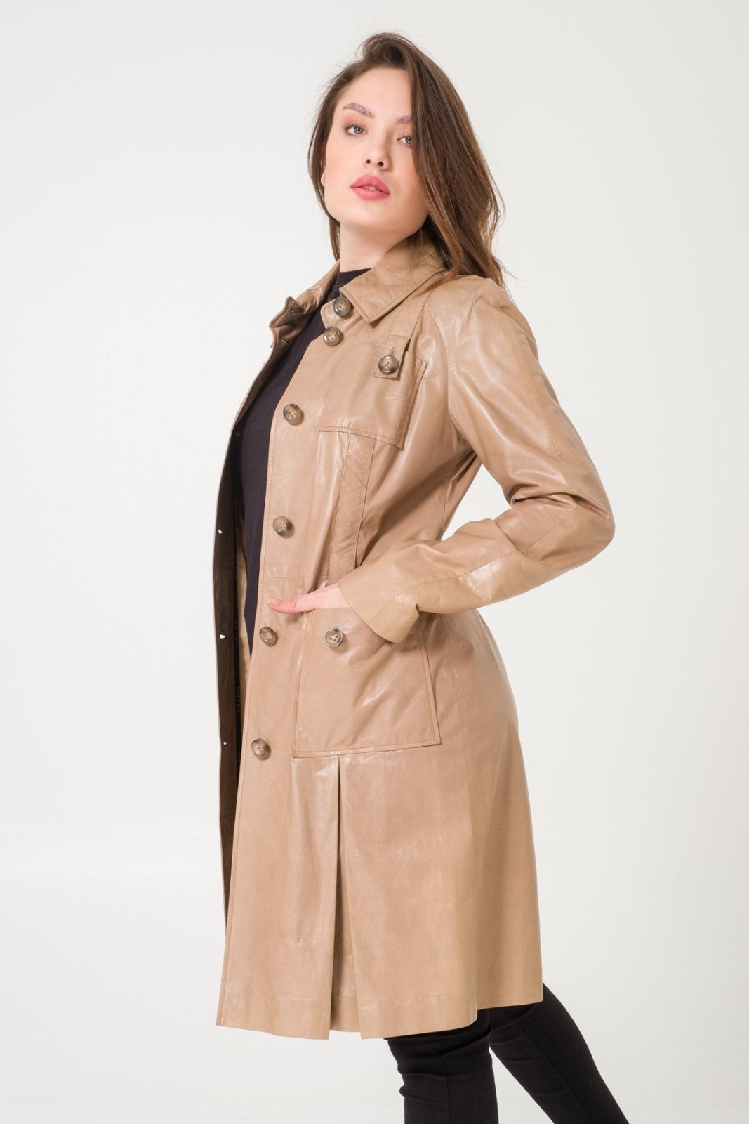 Beige Leather Jacket - ADAMO