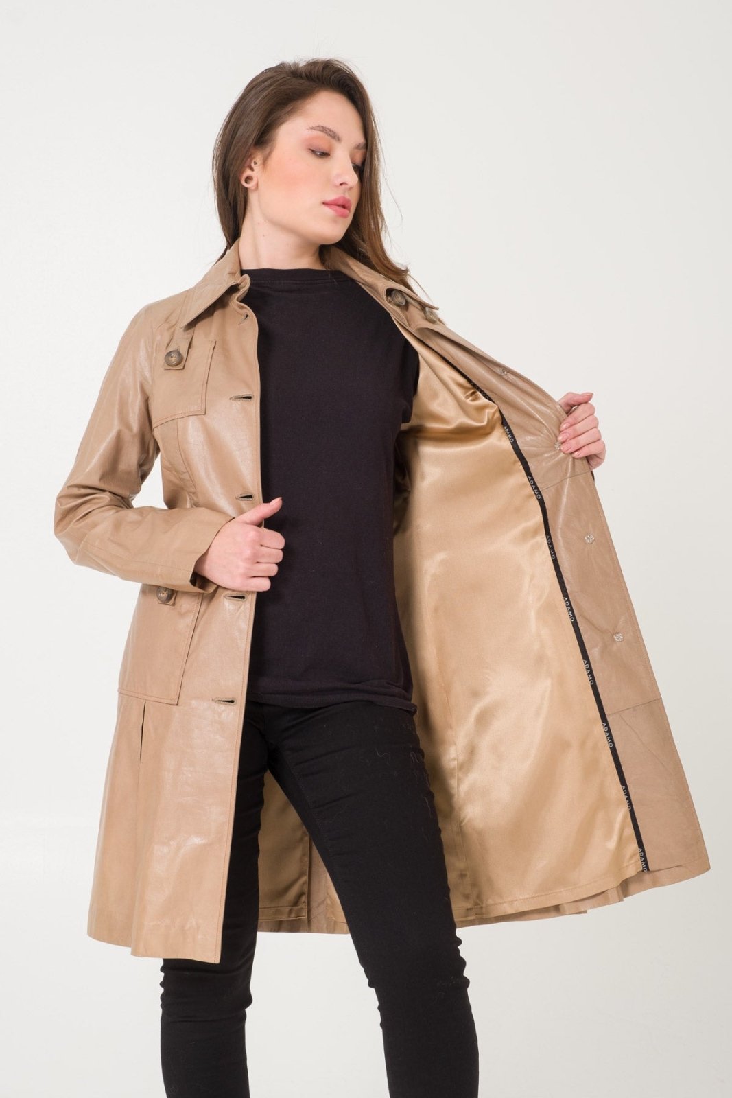 Beige Leather Jacket - ADAMO