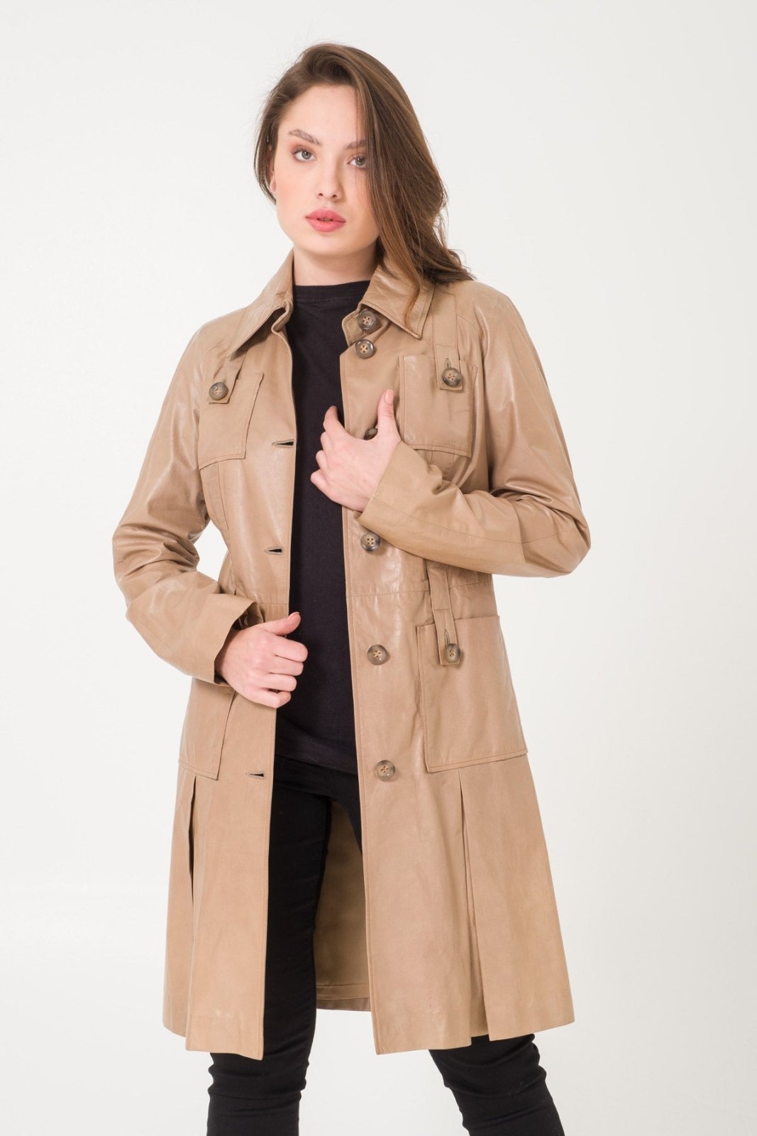 Beige Leather Jacket - ADAMO