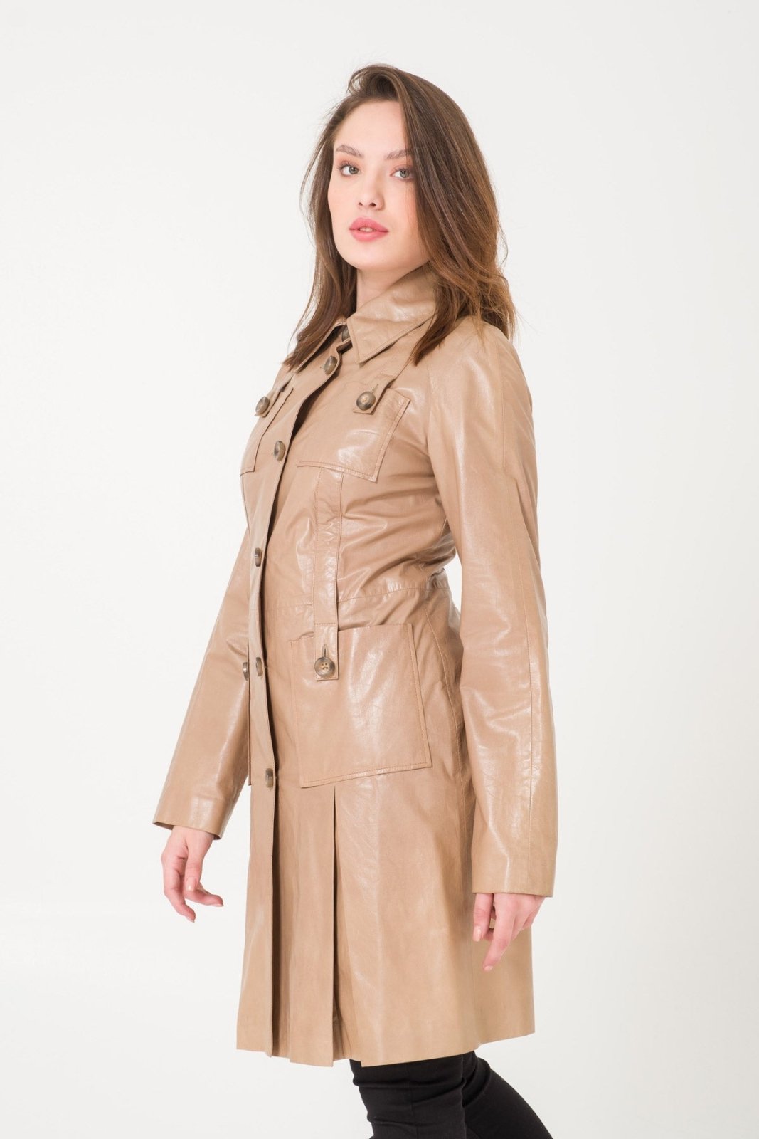 Beige Leather Jacket - ADAMO