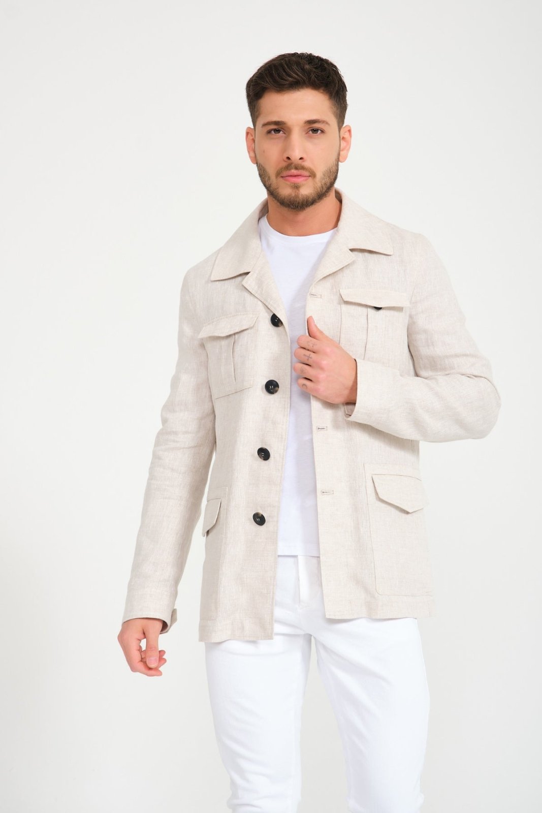 Beige Linen Jacket - ADAMO