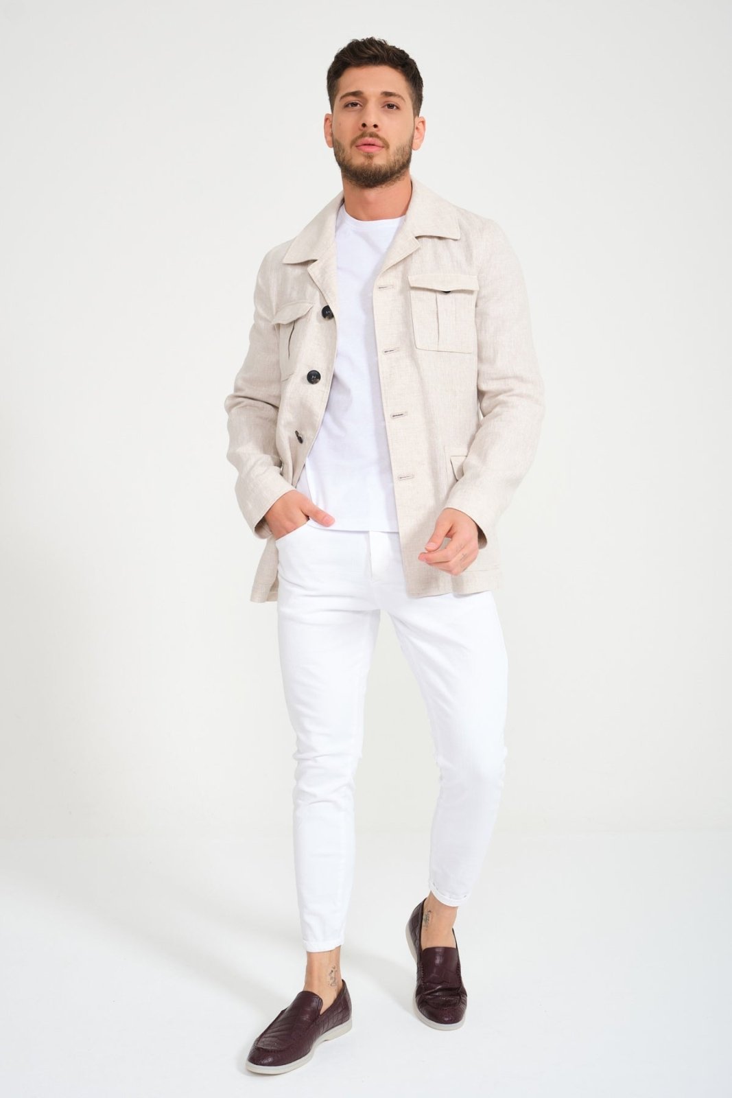 Beige Linen Jacket - ADAMO