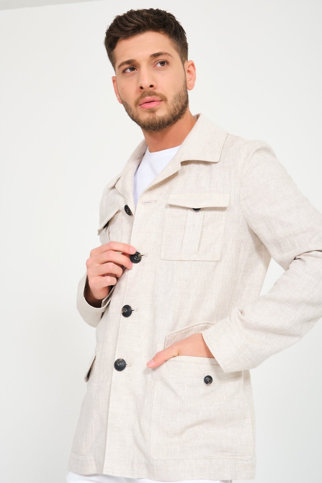 Beige Linen Jacket - ADAMO