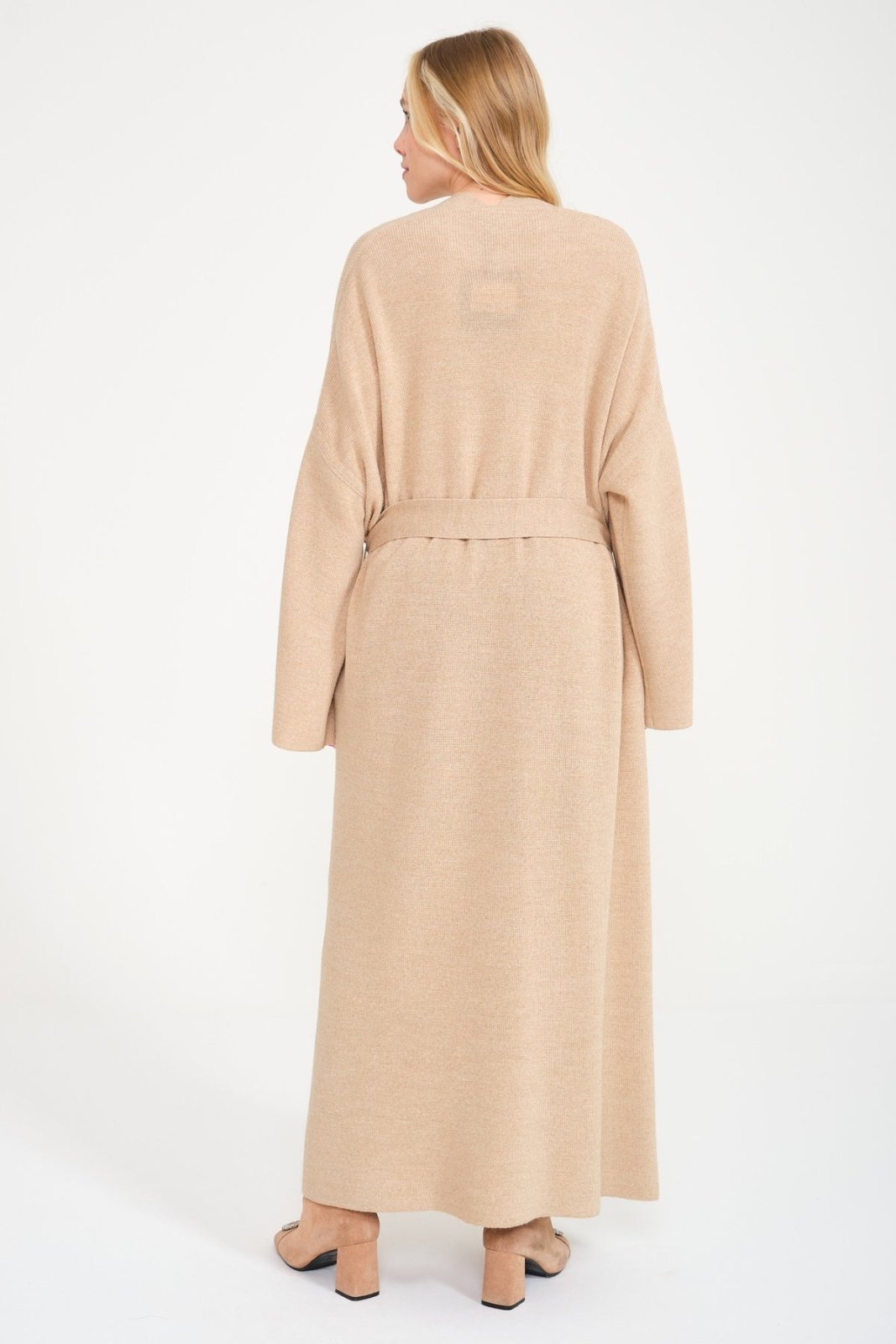 Beige Long Knit Cardigan - ADAMO