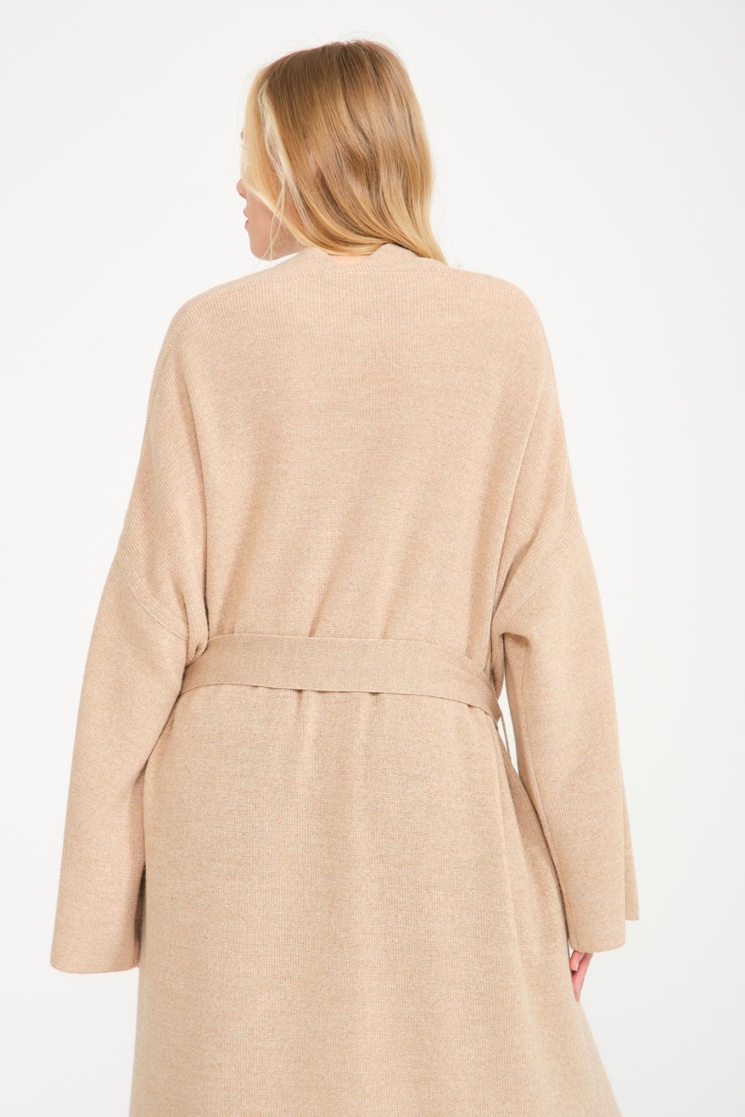 Beige Long Knit Cardigan - ADAMO