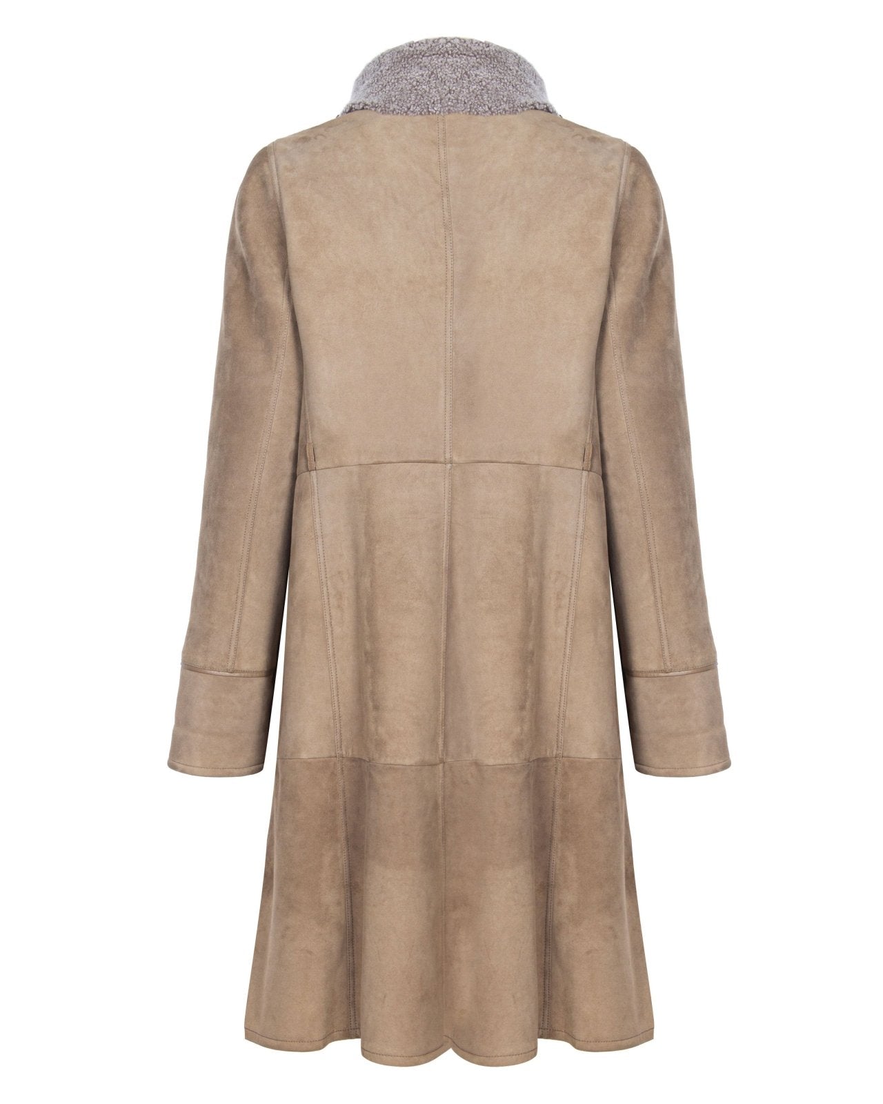 Beige Long Suede Leather Coat - ADAMO