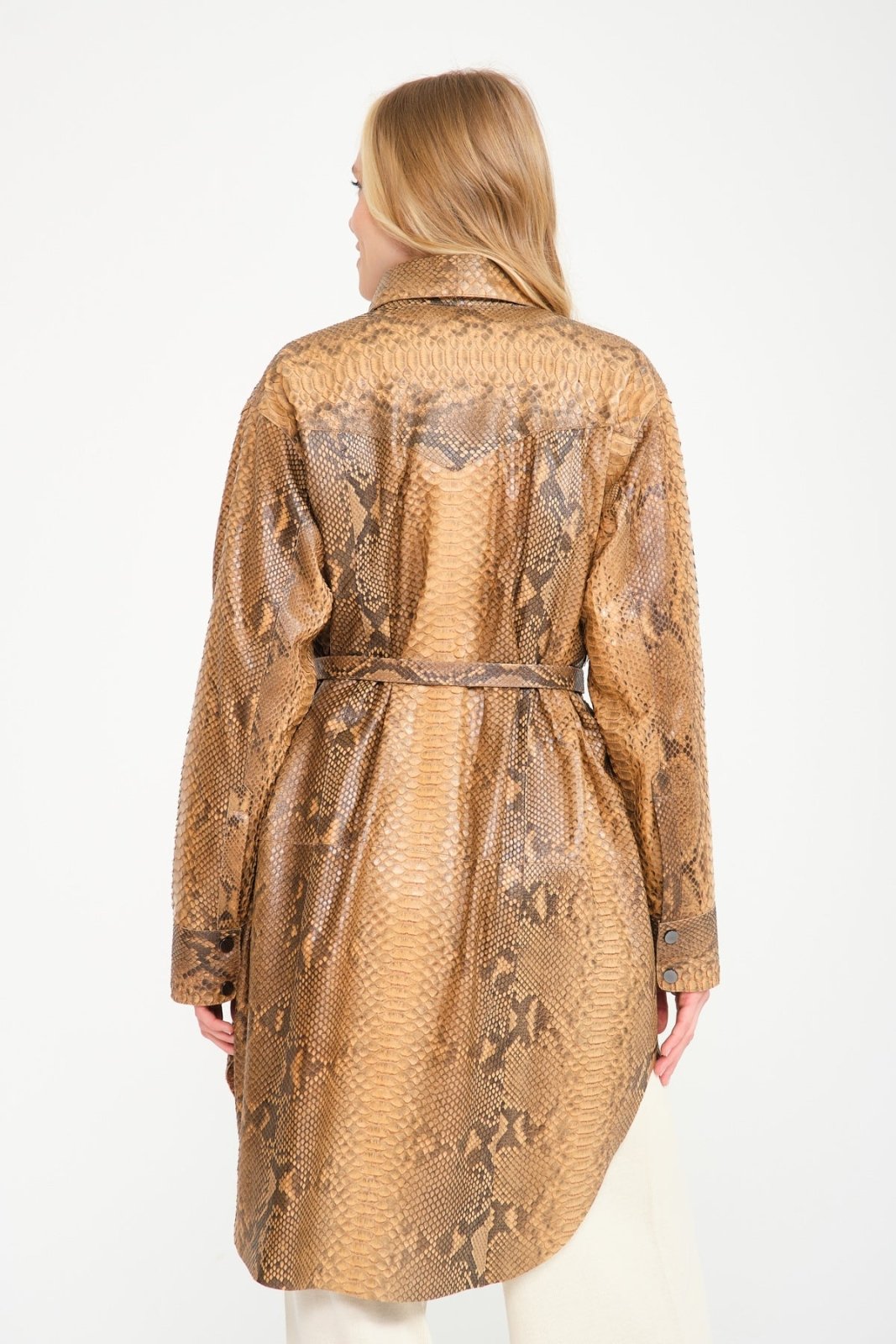 Beige Python Leather Coat - ADAMO