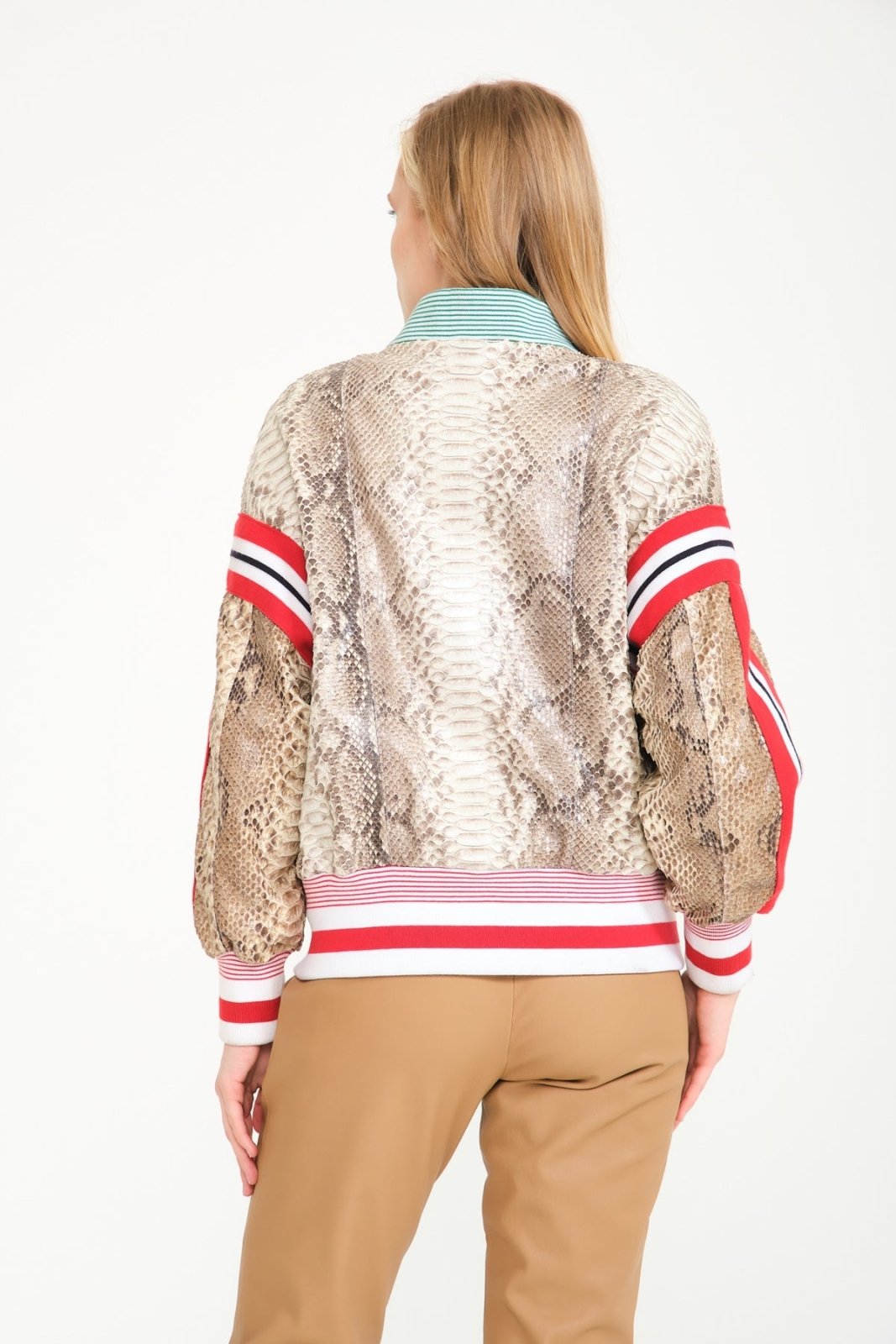 Beige Python Leather Jacket - ADAMO