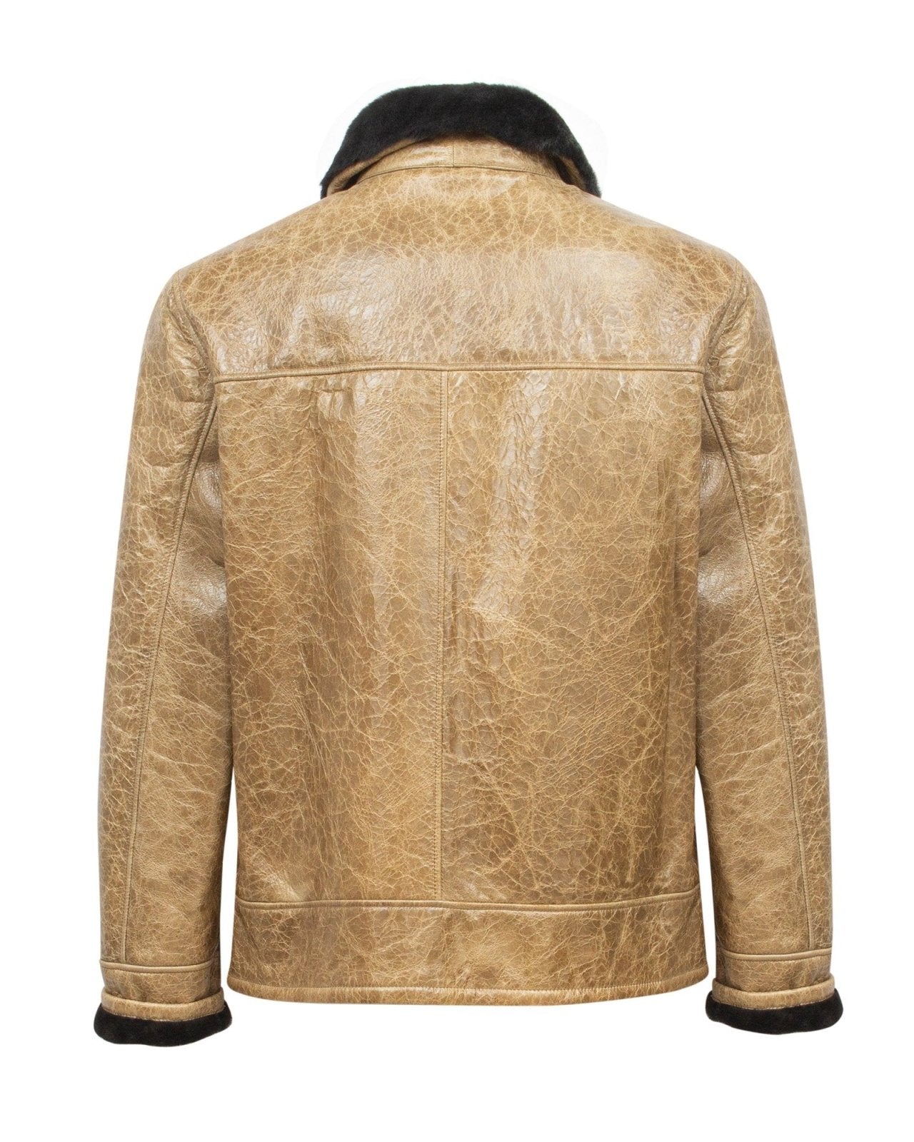 Beige Short Leather Jacket - ADAMO