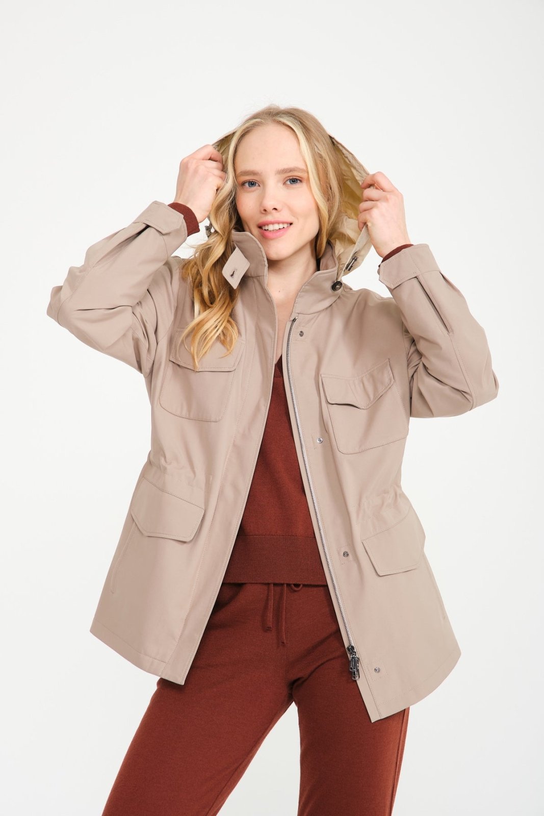 Beige Waterproof Coat - ADAMO