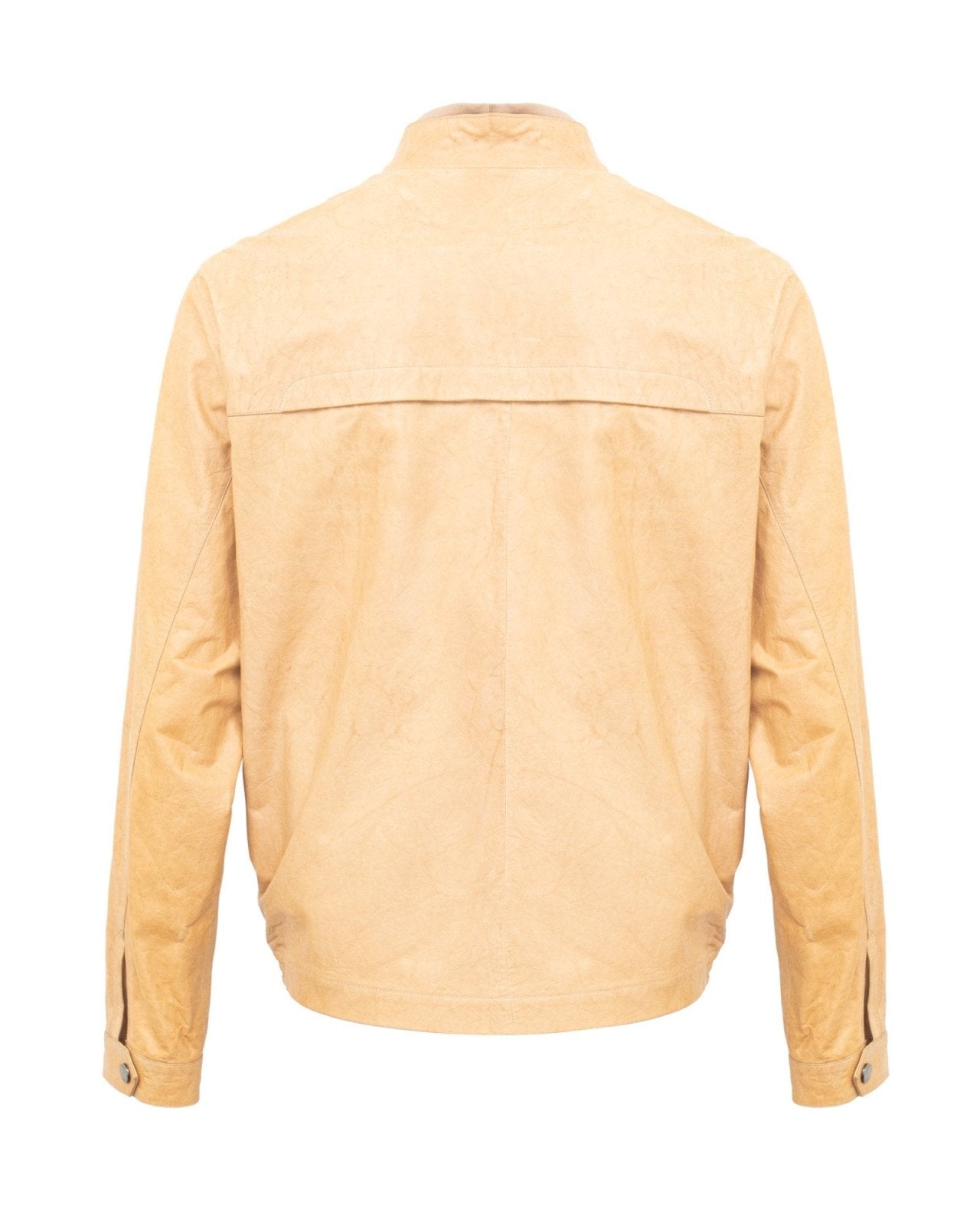 Beige Wide Leather Jacket - ADAMO