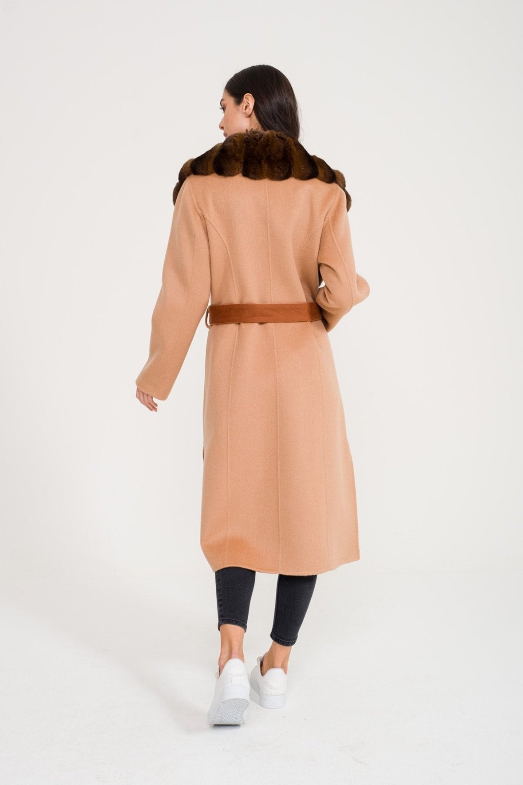 Beige Wool Long Coat - ADAMO