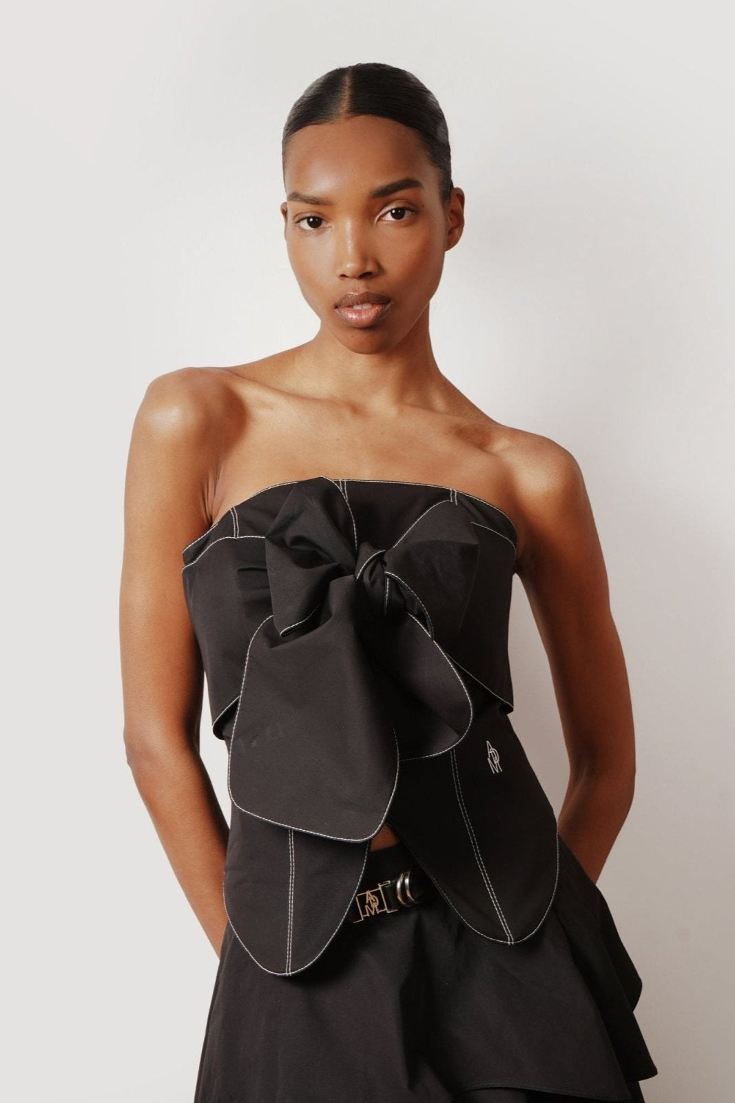 Black Bow Strapless Top - ADAMO