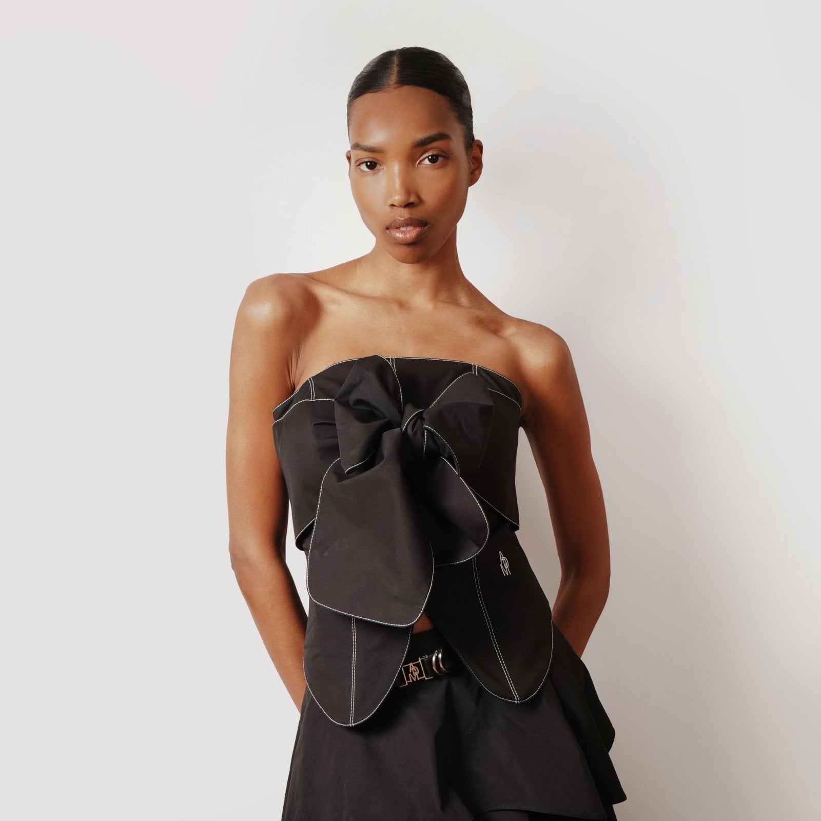 Black Bow Strapless Top - ADAMO