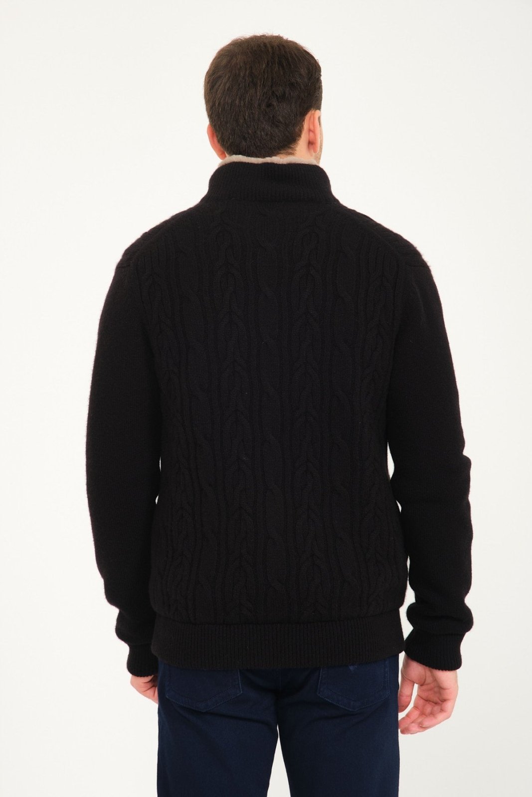 Black Cashmere & Rex Fur Knit Cardigan - ADAMO