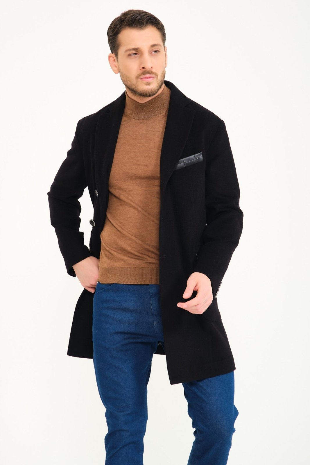 Black Cashmere & Wool Coat - ADAMO