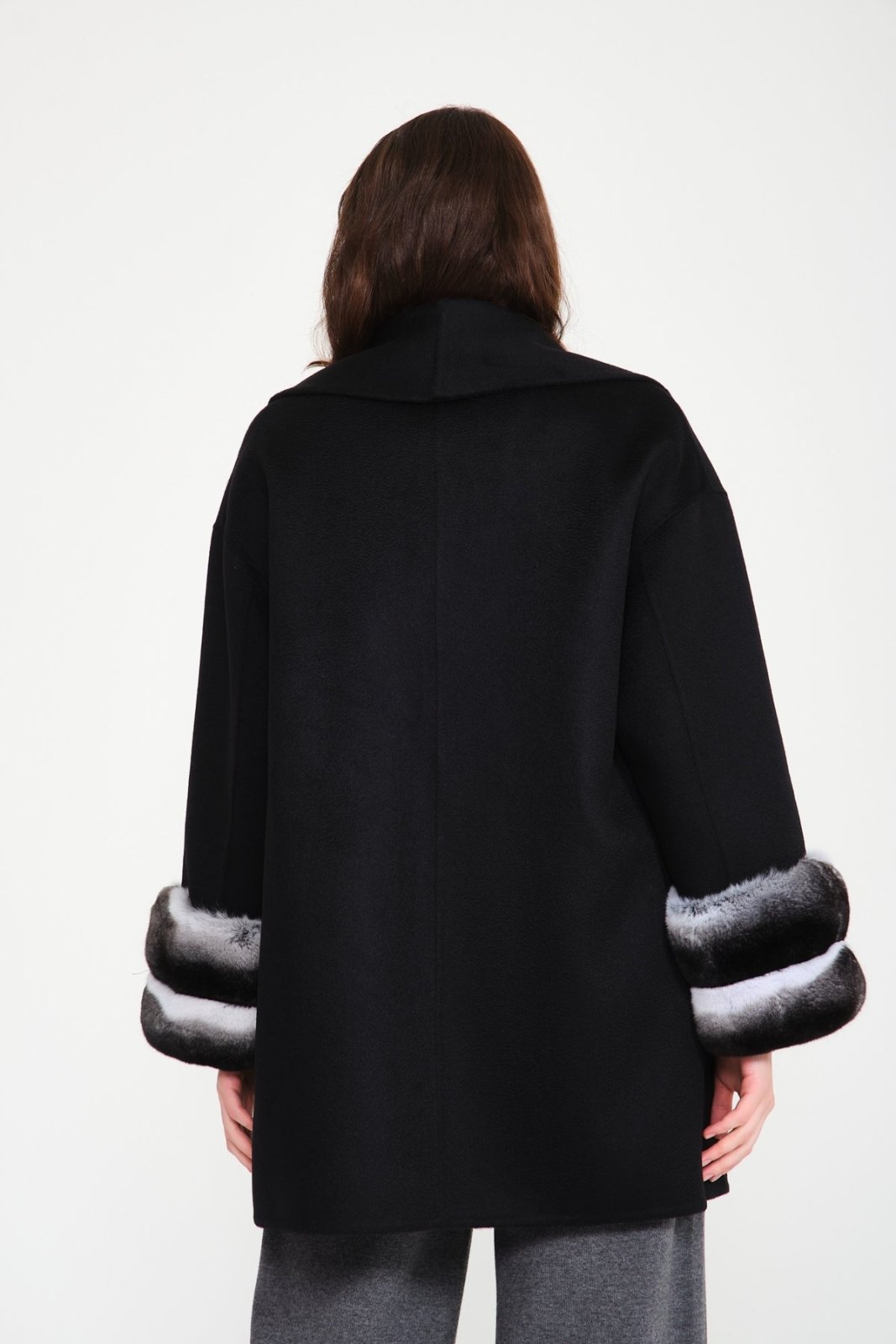 Black Chinchilla Cashmere Coat - ADAMO