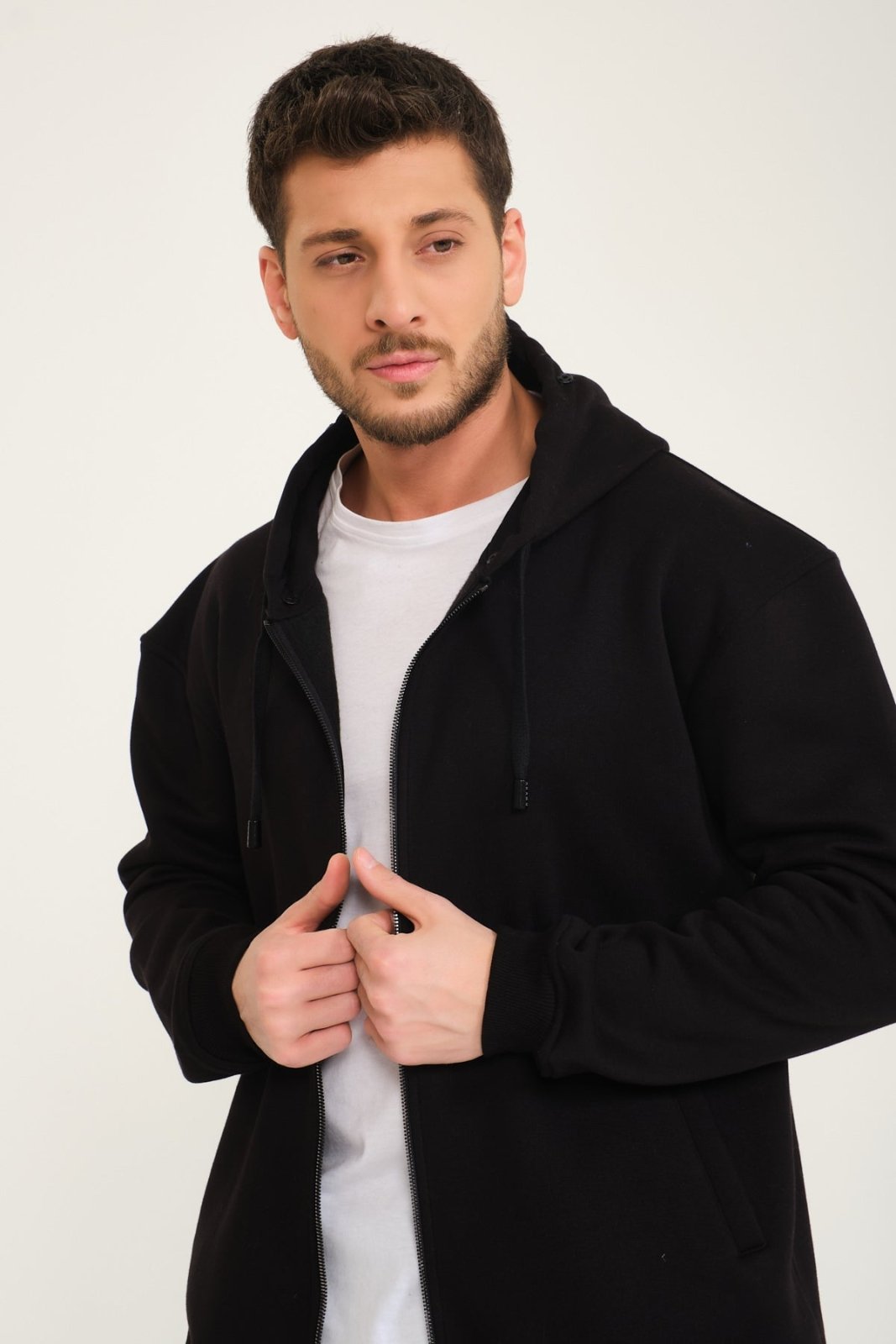 Black Chinchilla Fur Zipped Hoodie - ADAMO