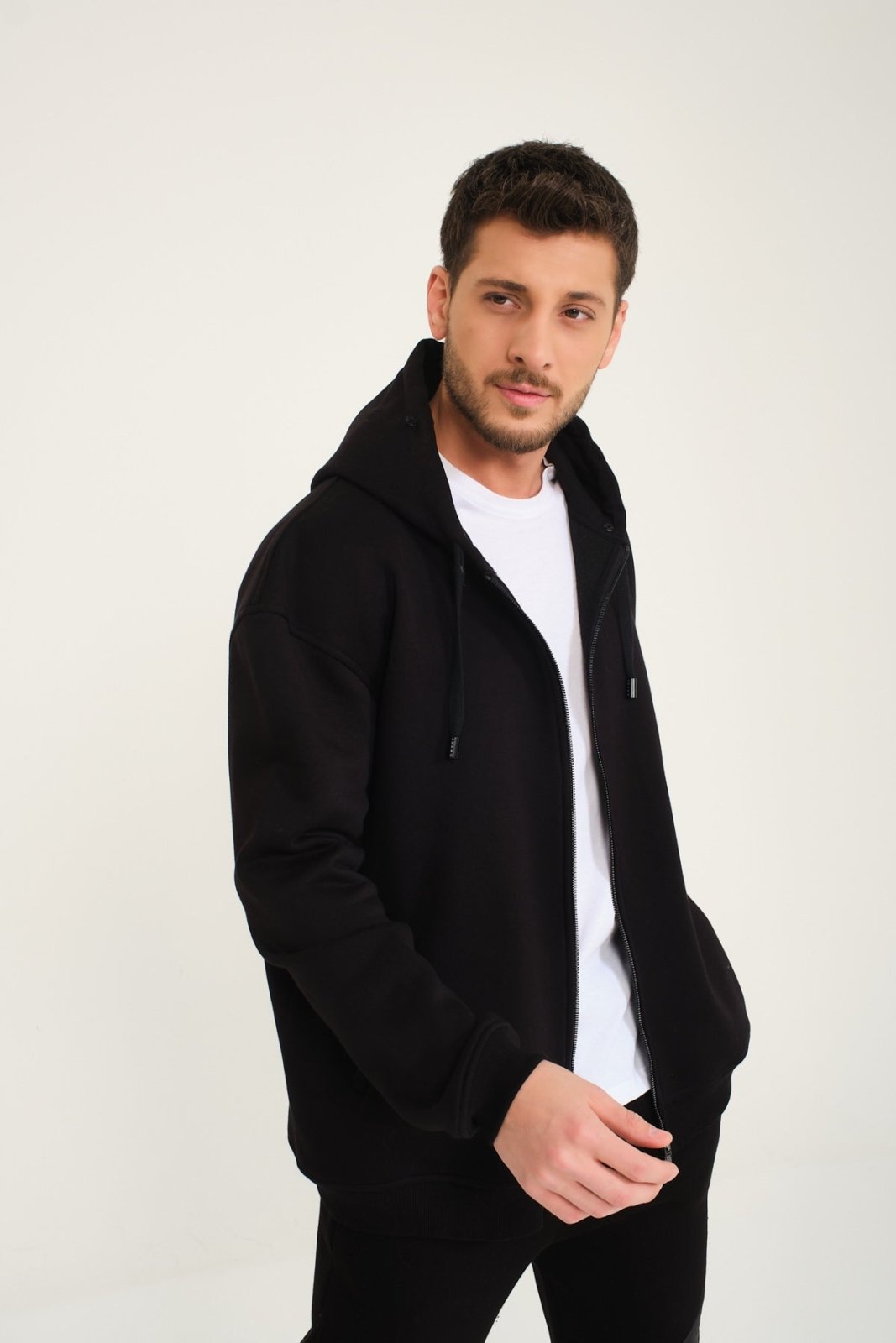 Black Chinchilla Fur Zipped Hoodie - ADAMO