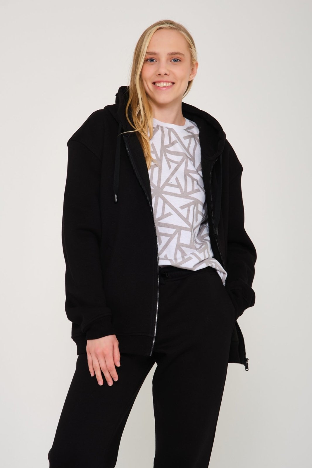 Black Chinchilla Fur Zipped Hoodie - ADAMO