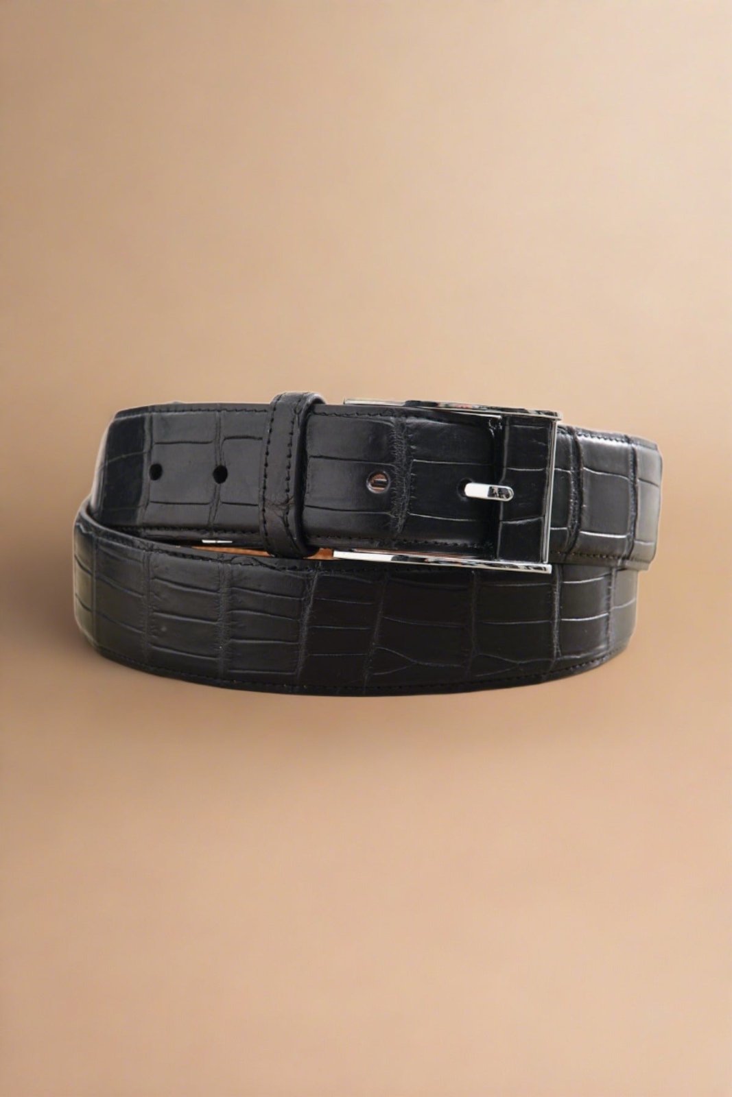 Black Crocodile Leather belt - ADAMO