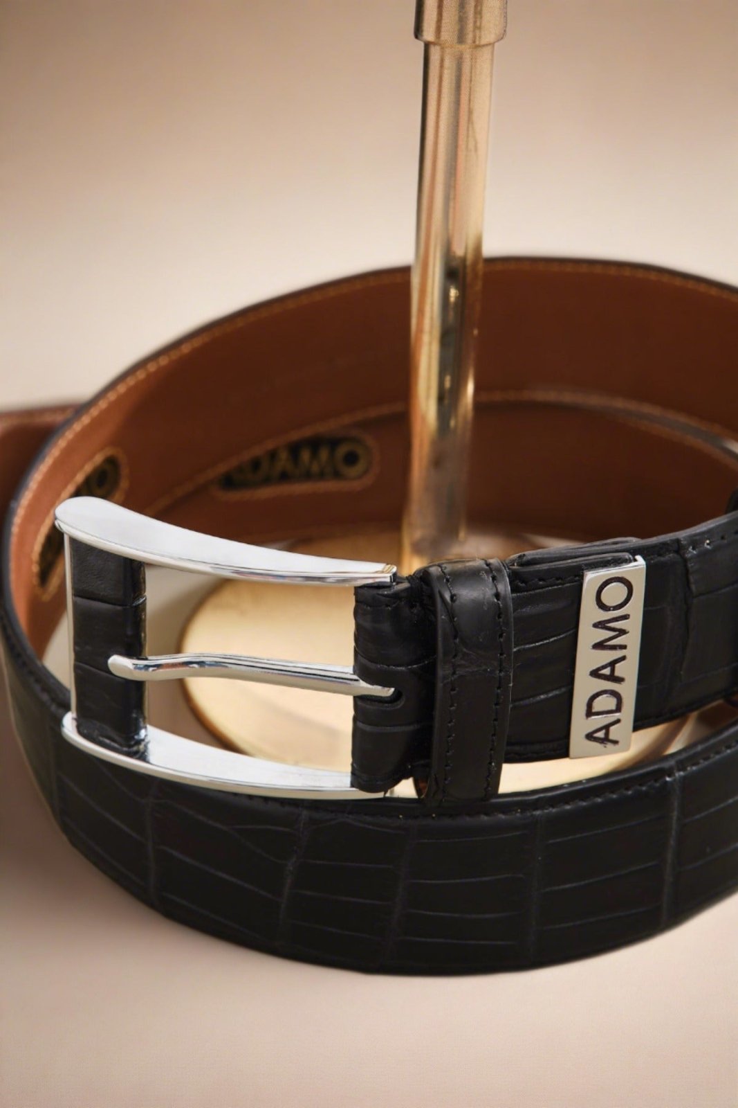 Black Crocodile Leather belt - ADAMO