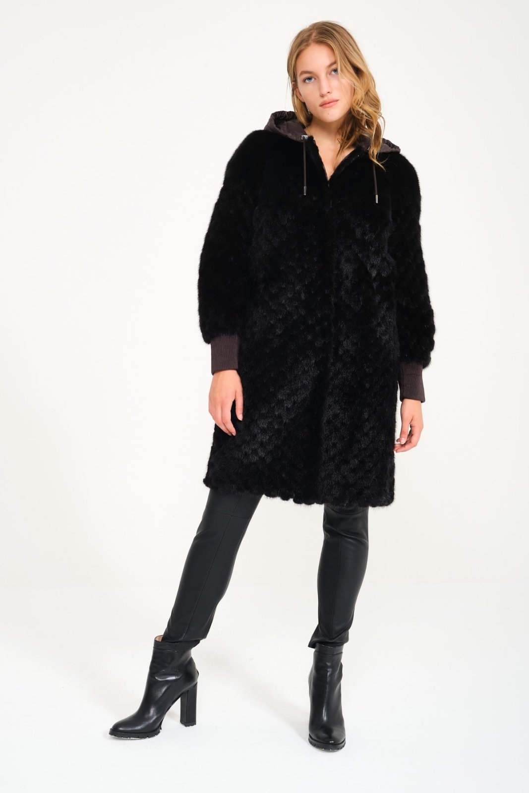 Black Doubleface Mink Fur Coat - ADAMO