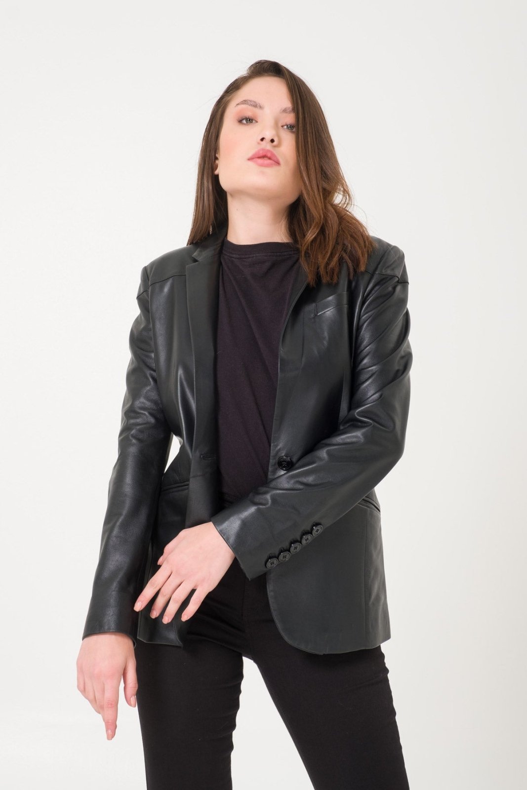 Black Leather Blazer - ADAMO