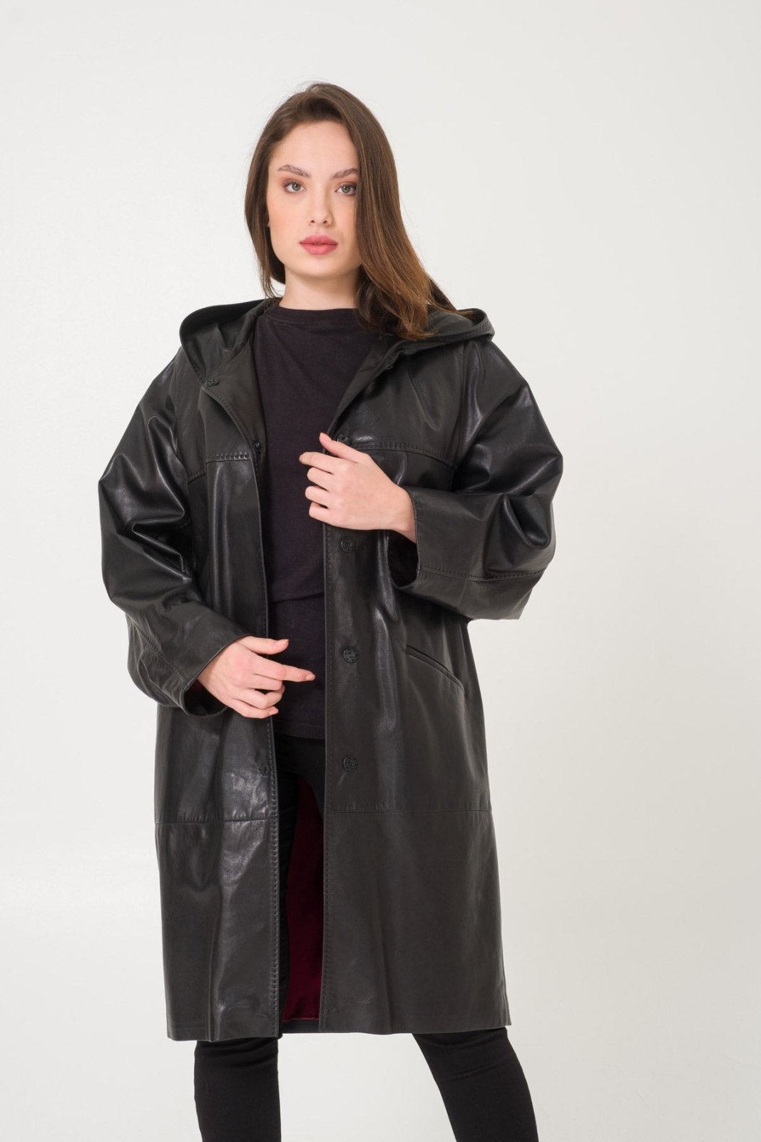 Black Leather Coat - ADAMO