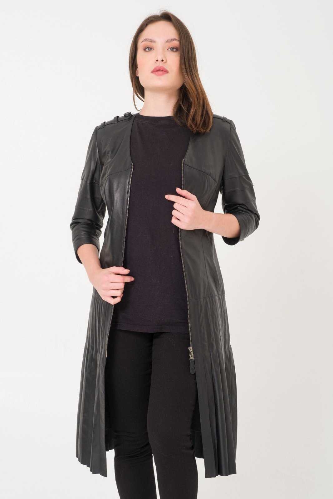 Black Leather Coat - ADAMO