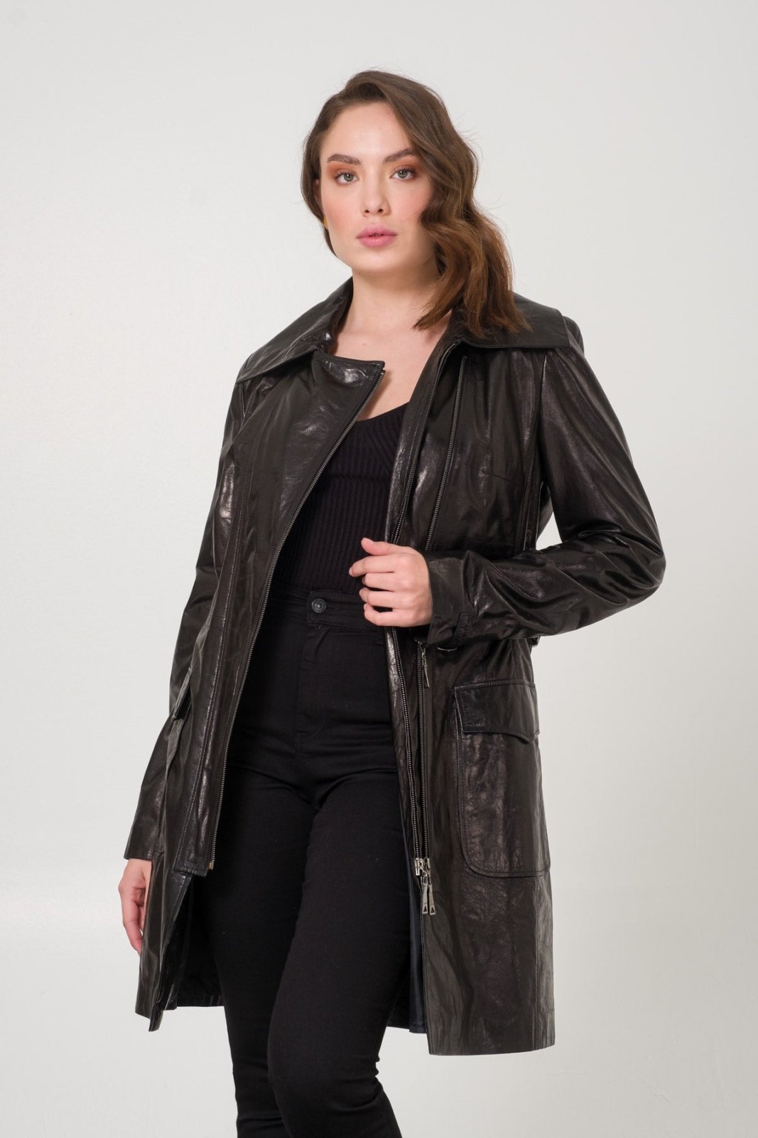 Black Leather Coat - ADAMO