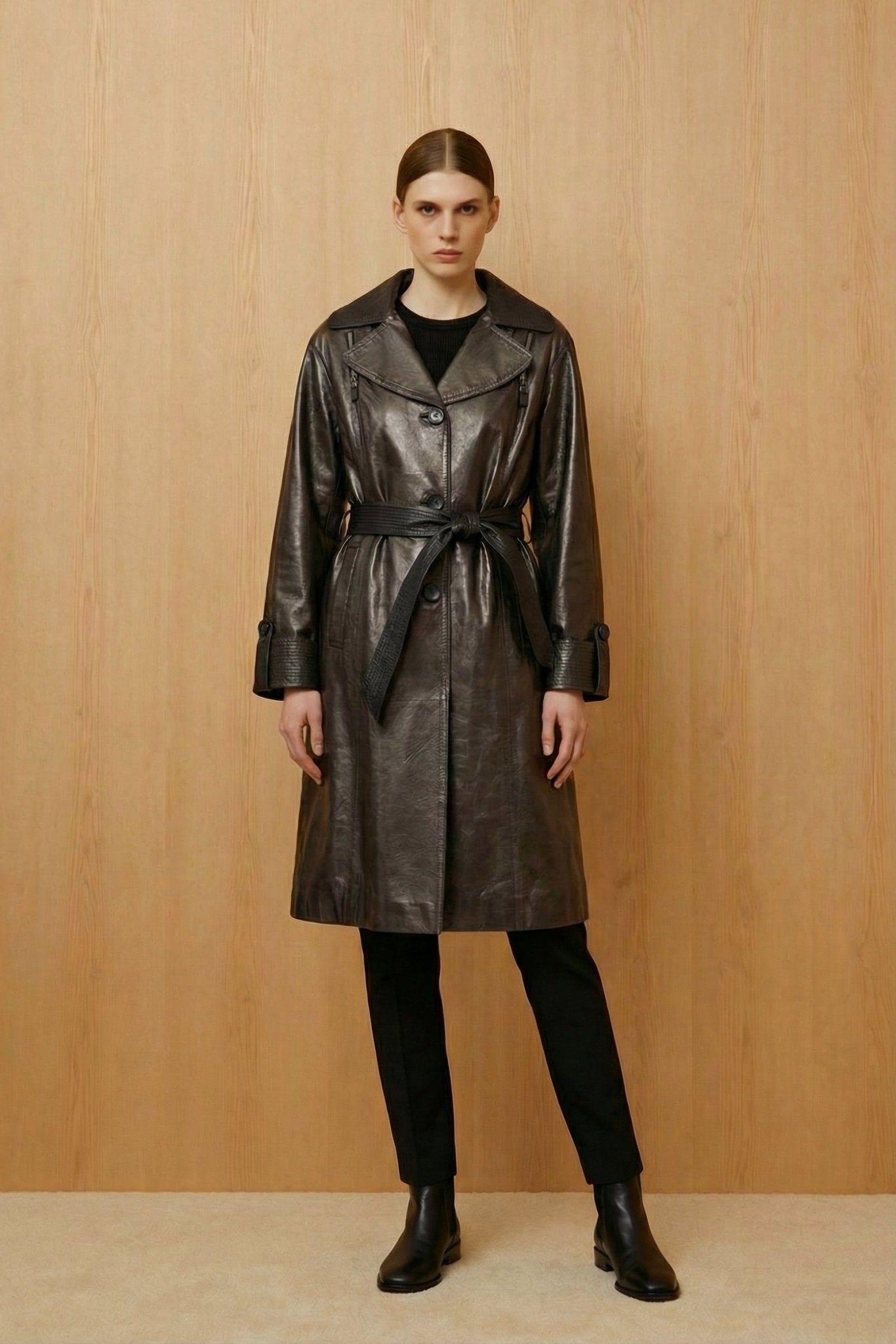 Black Leather Coat - ADAMO