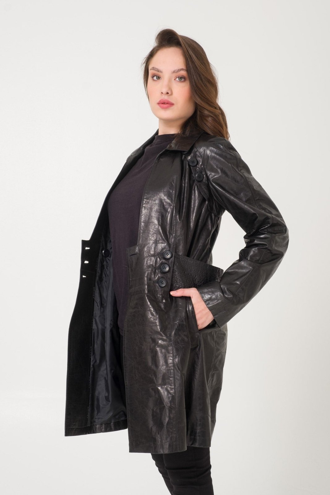 Black Leather Coat - ADAMO