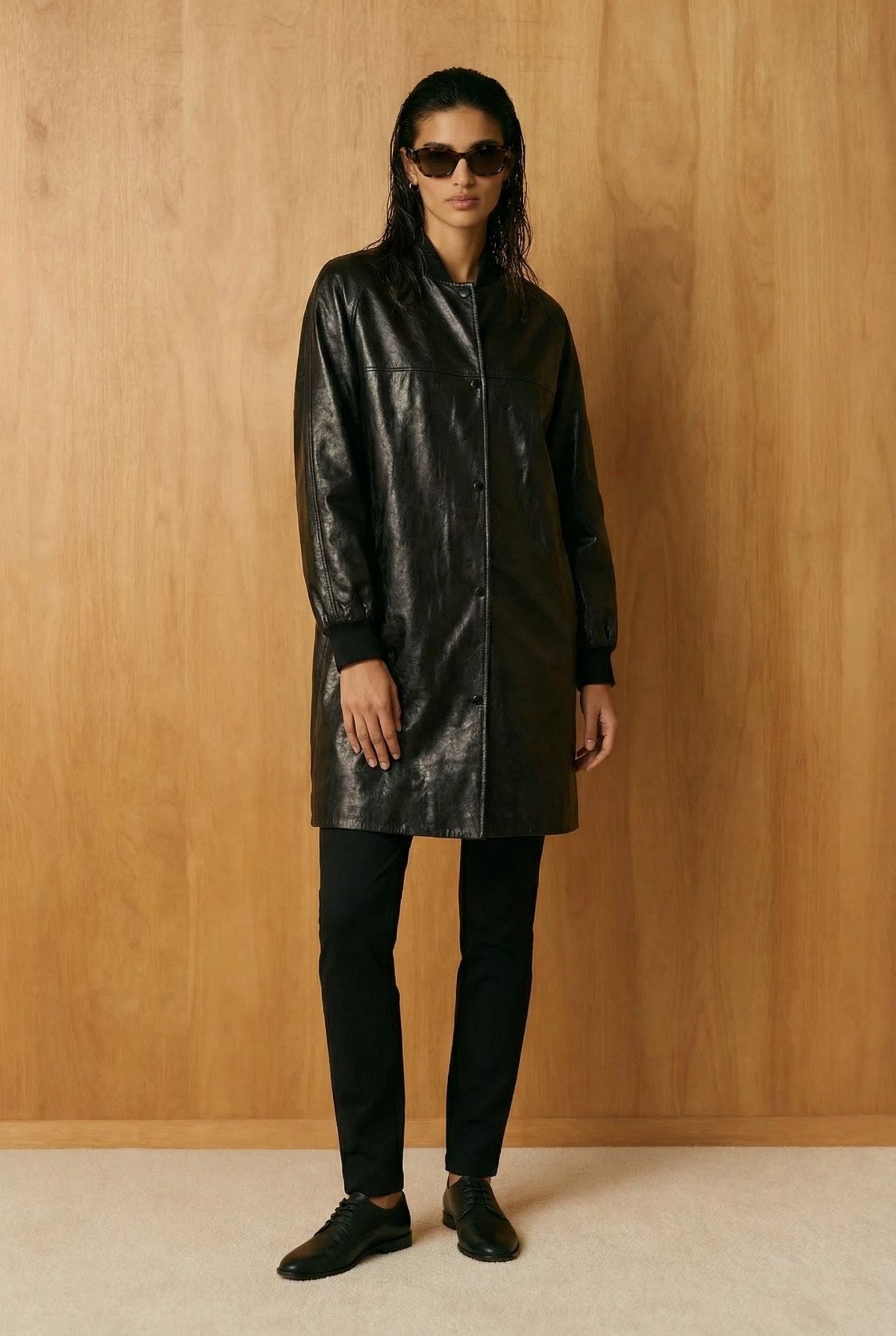Black Leather Coat - ADAMO