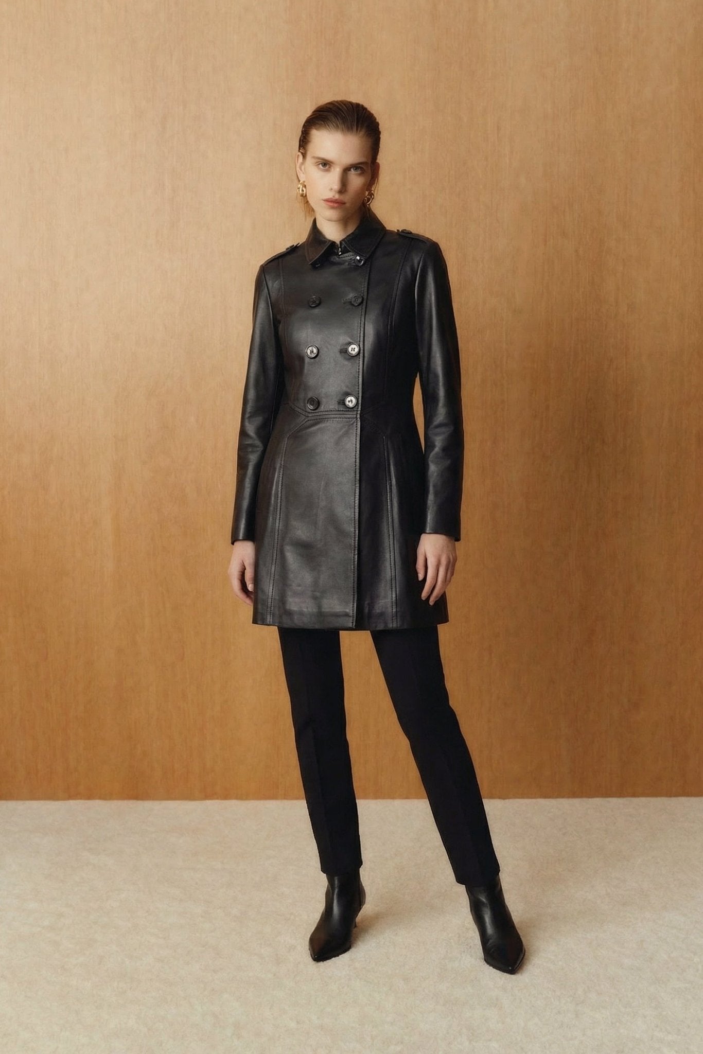 Black Leather Coat - ADAMO