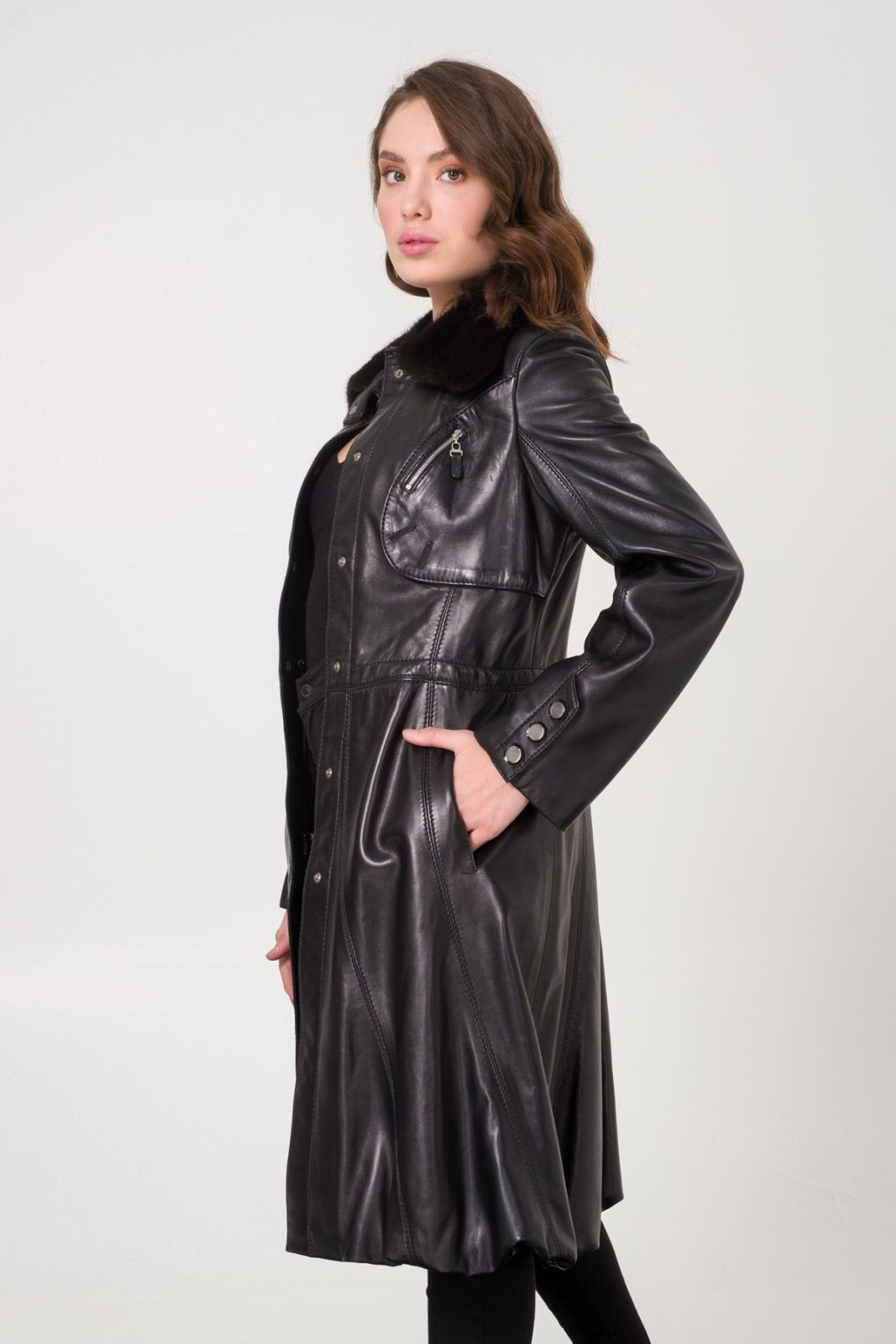 Black Leather Coat - ADAMO